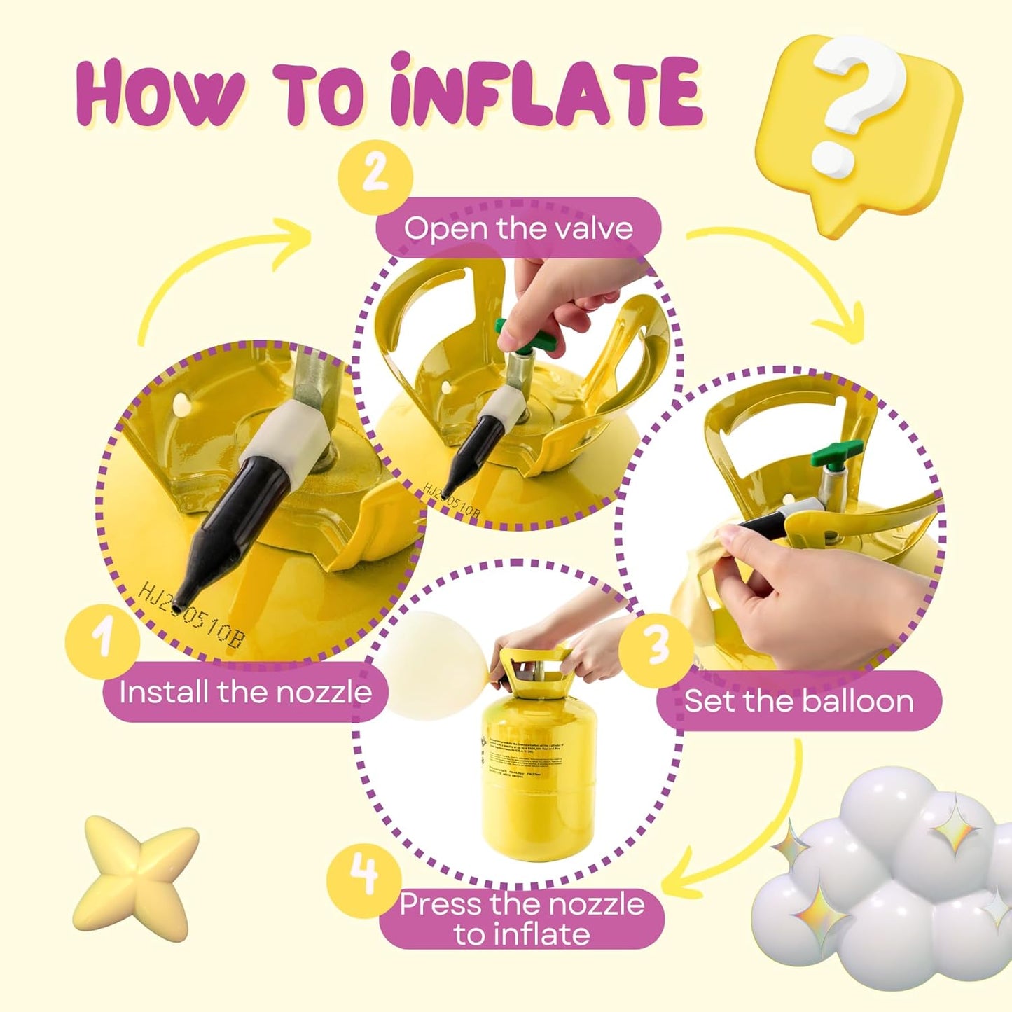 13L Helium Tank Up To 50 Latex Balloons, Helium Tank For Balloons At Home, 50 Latex Balloon And Ribbons Included.