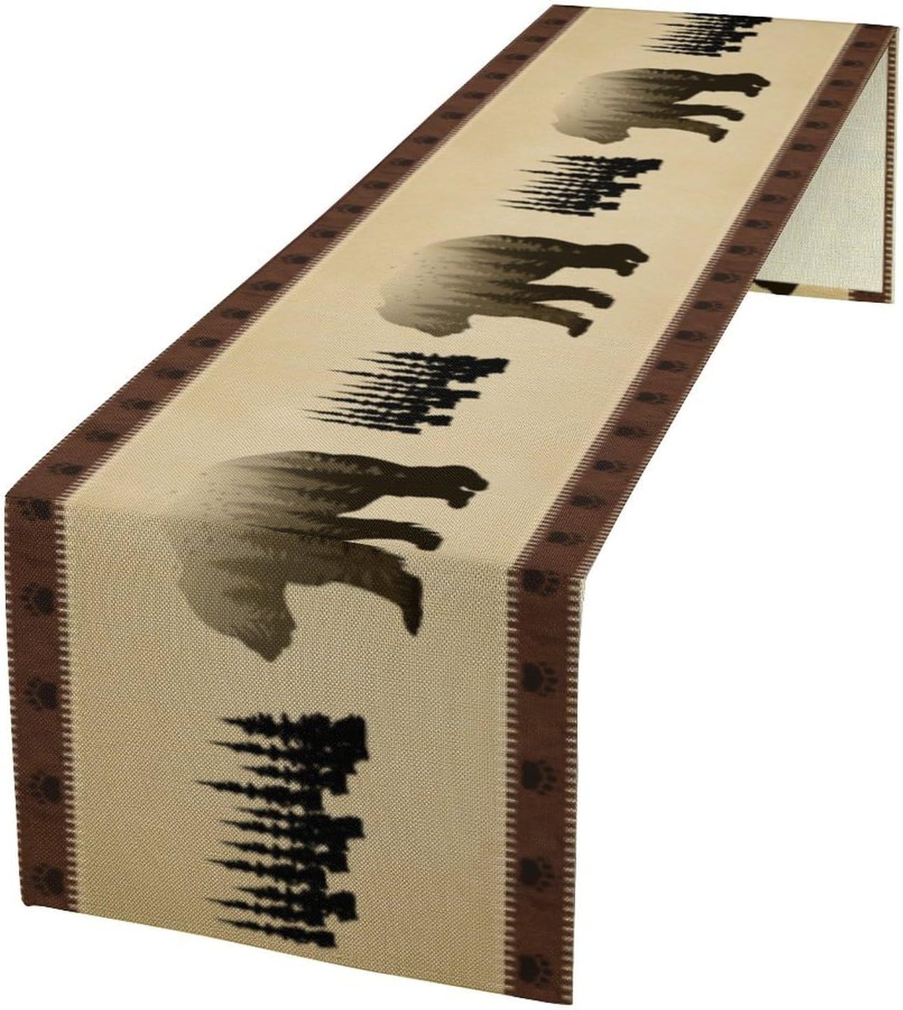 Vintage Bear Table Runner Forest Retro Rustic Cabin Farmhouse Table Runner for Party Dinner Bedroom Living Room Kitchen 13x36 Inch