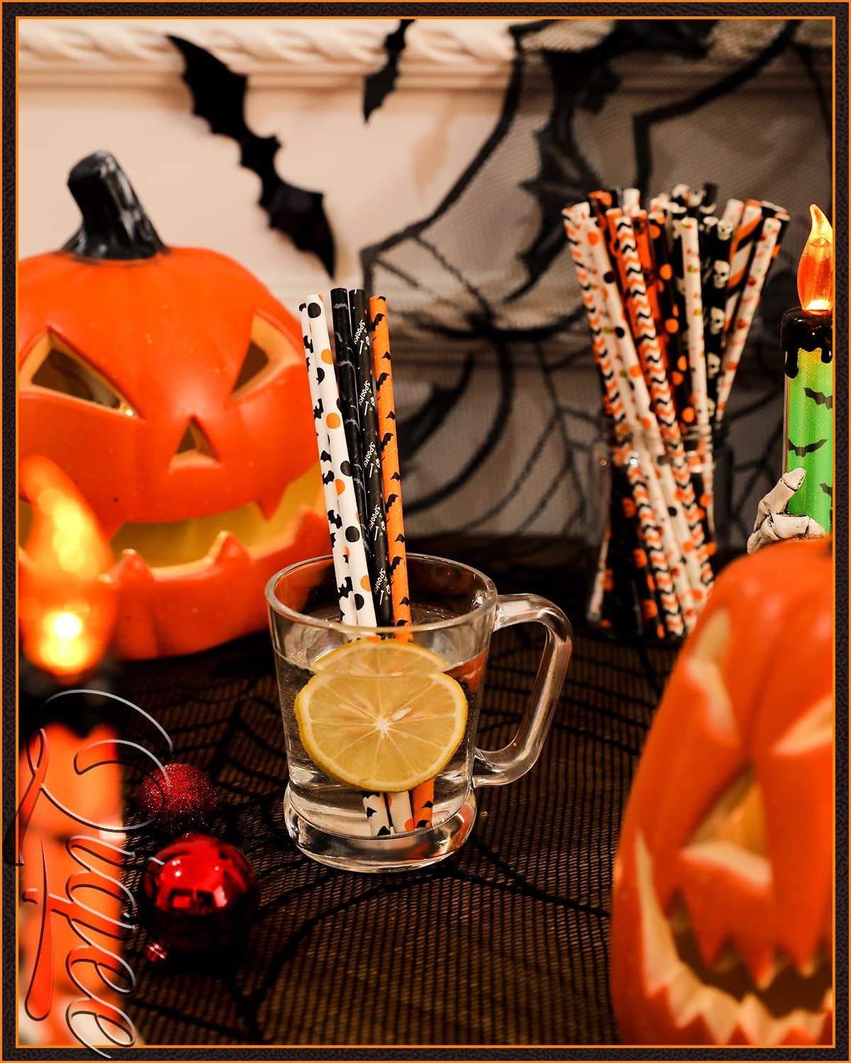 Halloween Paper Straws for Drinking Disposable Straws 150pcs Disposable Straws Bulk（10 Pattern） qiqee