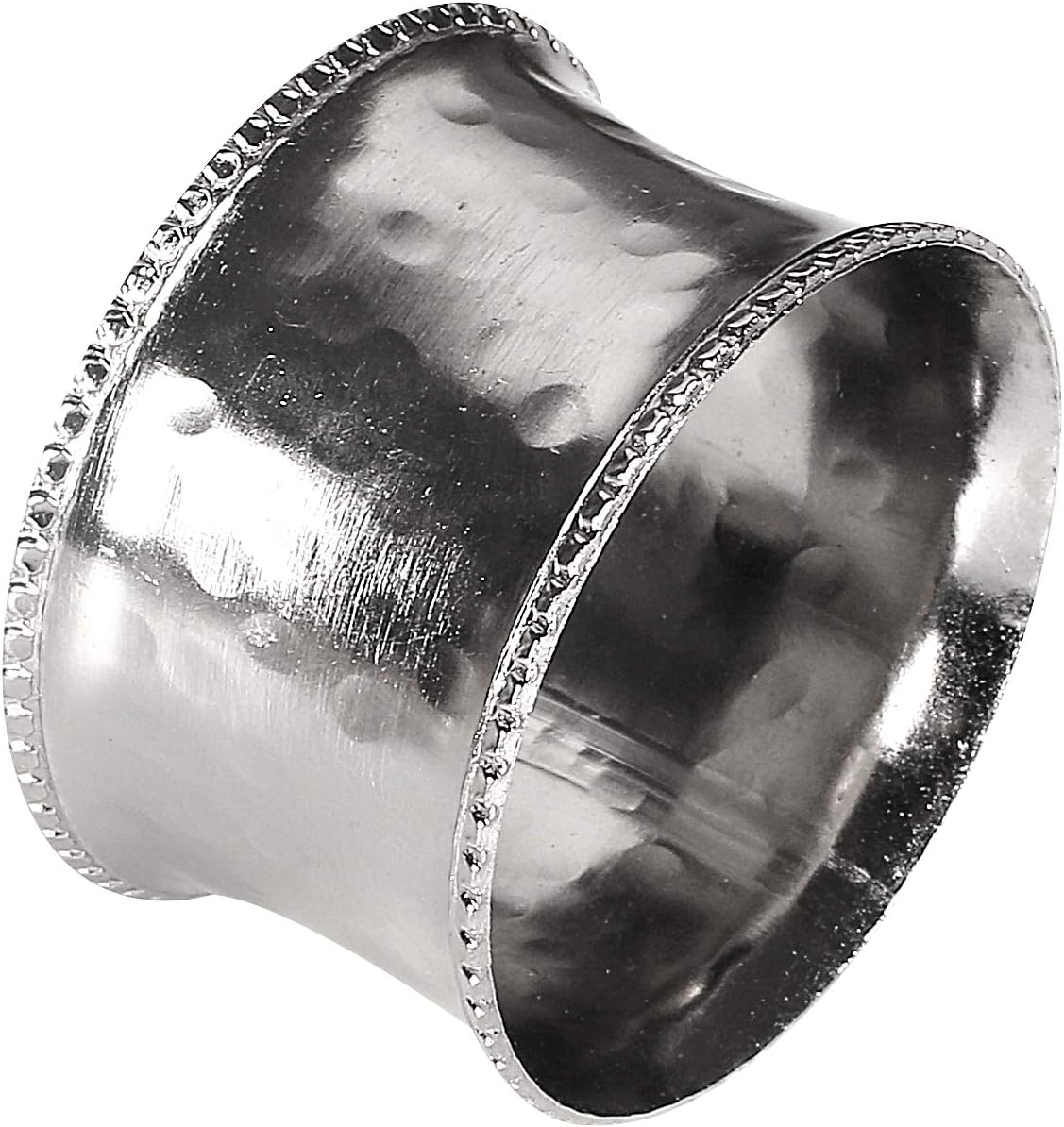 Everyday Metal Napkin Rings for Wedding Receptions, Dinners Parties, Family Gatherings, Everyday Use - Hand Made by Skilled artisans, Hammered Silver, Set of 6