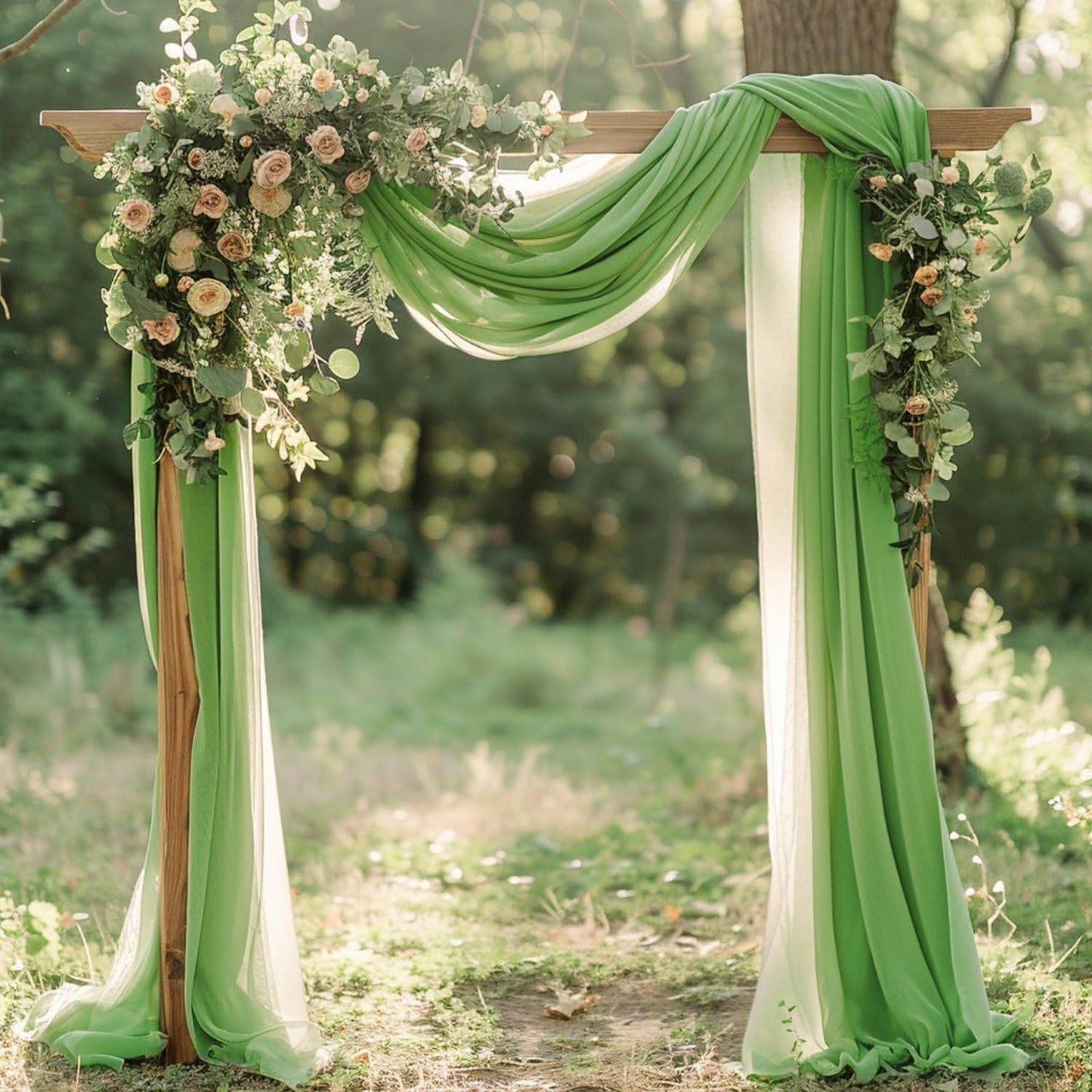 Wokceer Wedding Arch Draping Fabric 2 Panels 28.7" x 20FT Sage Green Drapes Sheer Fabric Backdrop Arch Draping Fabric for Wedding Ceremony Birthday Party Bridal Shower Decoration