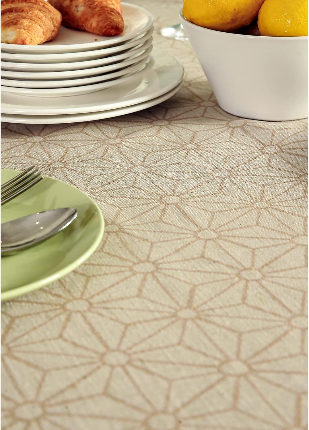 patdrea Designer French Light Brown Long Rectangle Table Cloth,Linen Floral Durable Breathable Tablecloth,Decorative for Kitchen Dining,Parties,Tea Party,Christmas,Thanksgiving,63"x102"-Cudillero