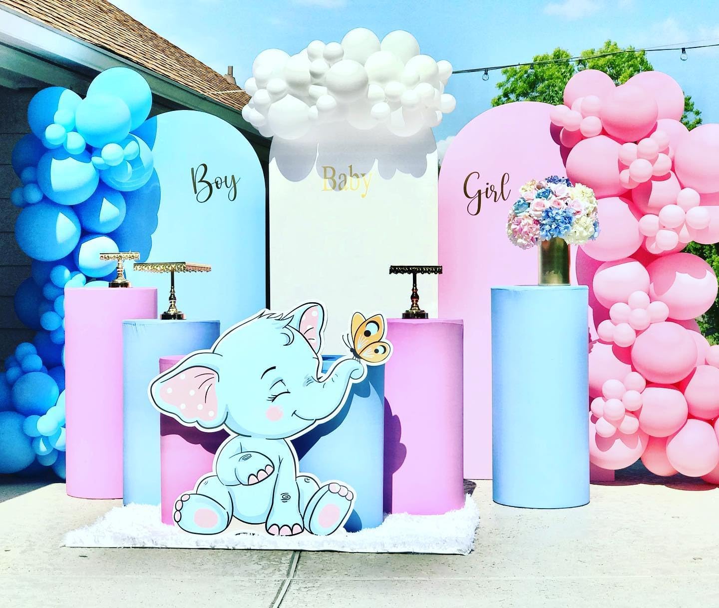 Pink and Blue Balloons Garland Kit, 124pcs Pink White Blue Latex Balloons Arch for Birthday, Baby Shower, Gender Reveal Party Decoration