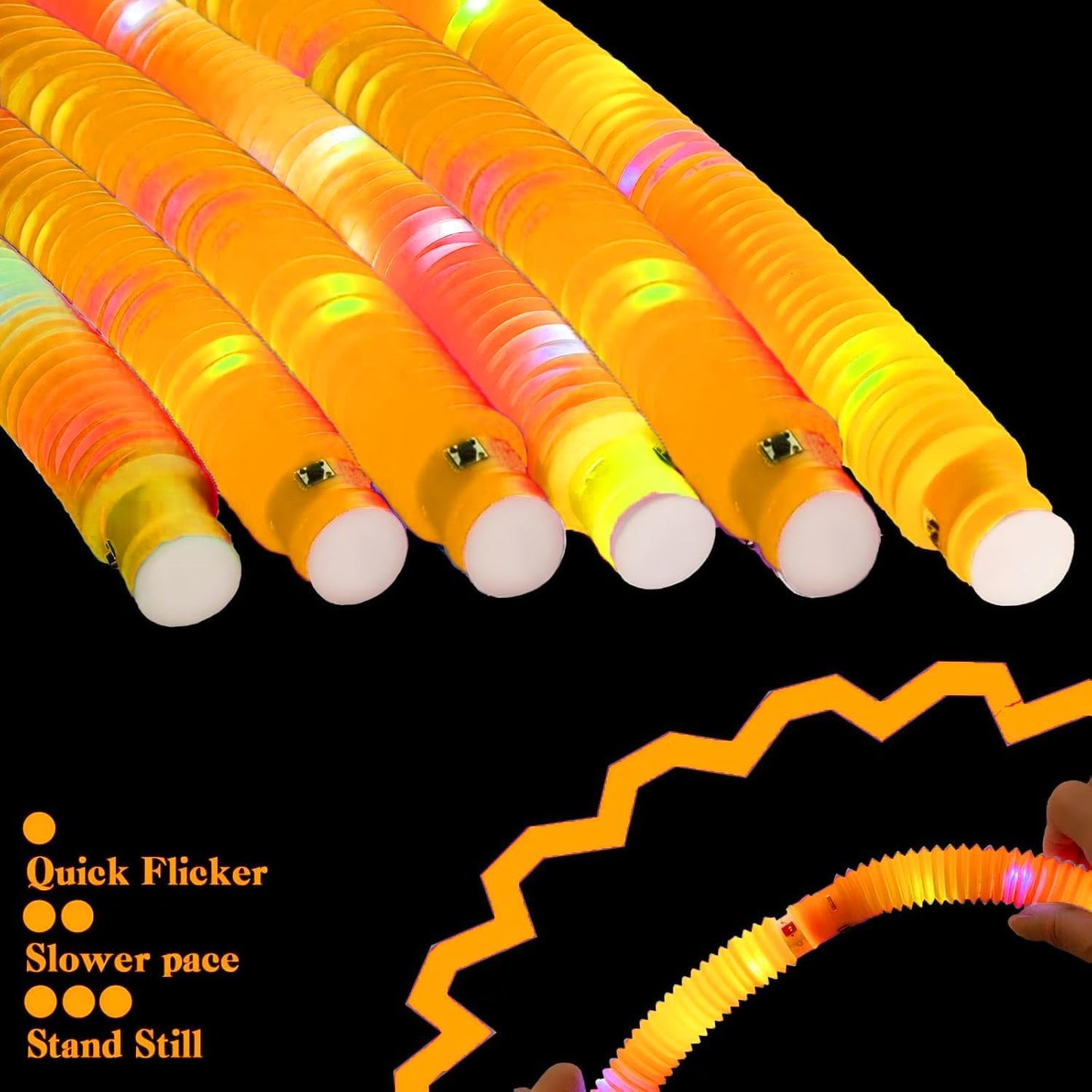 Orange 6 Pack Light Up Party Favors Supplies,Bulk Glow Sticks Bracelet,Necklace Accessories for Kids,Birthday Return Gifts Treats,Easter Basket Goodie Bag Stuffer Fillers for Boys Girls