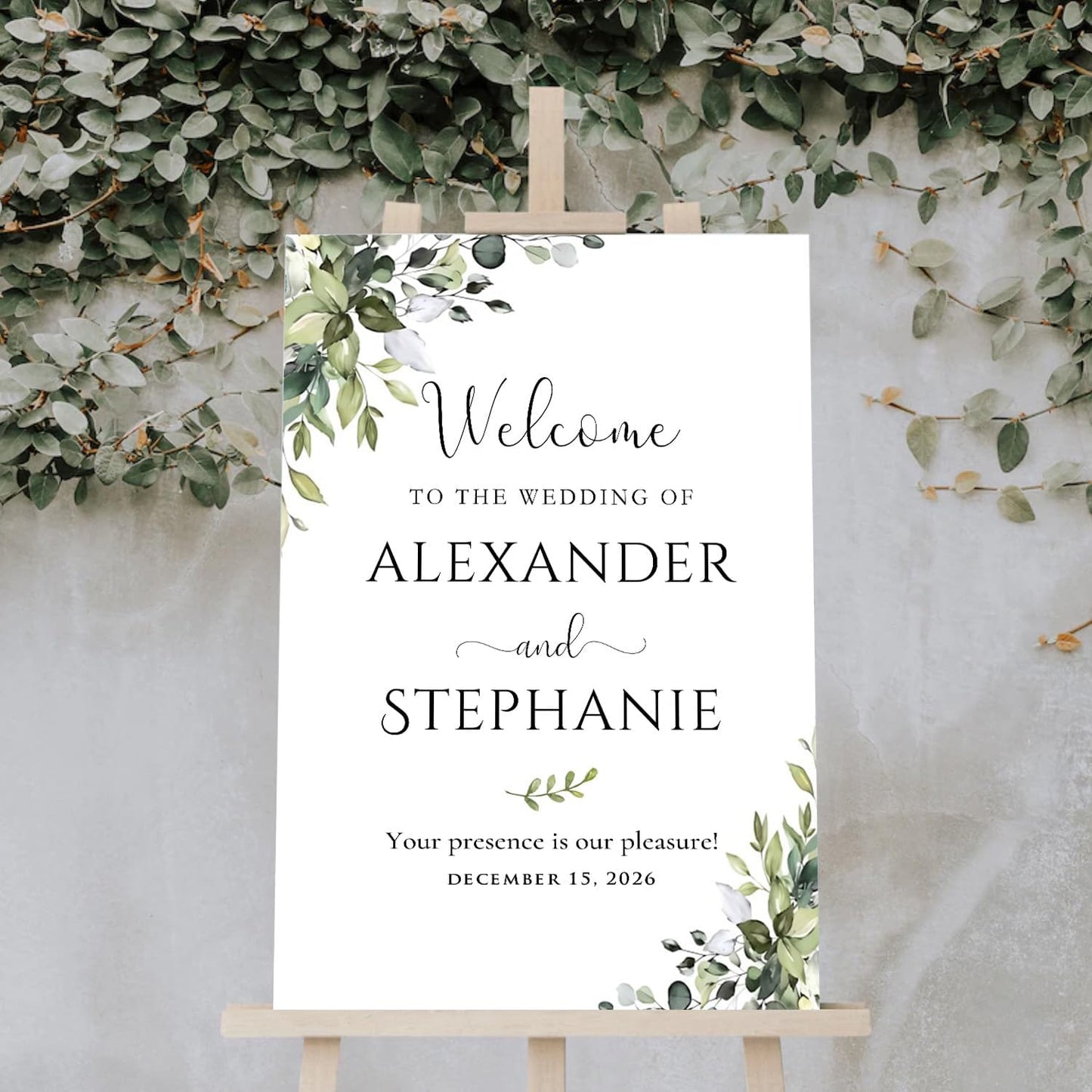 Welcome to Our Wedding Sign With Stand - Floral Wedding Decorative Signage for Engagement Party