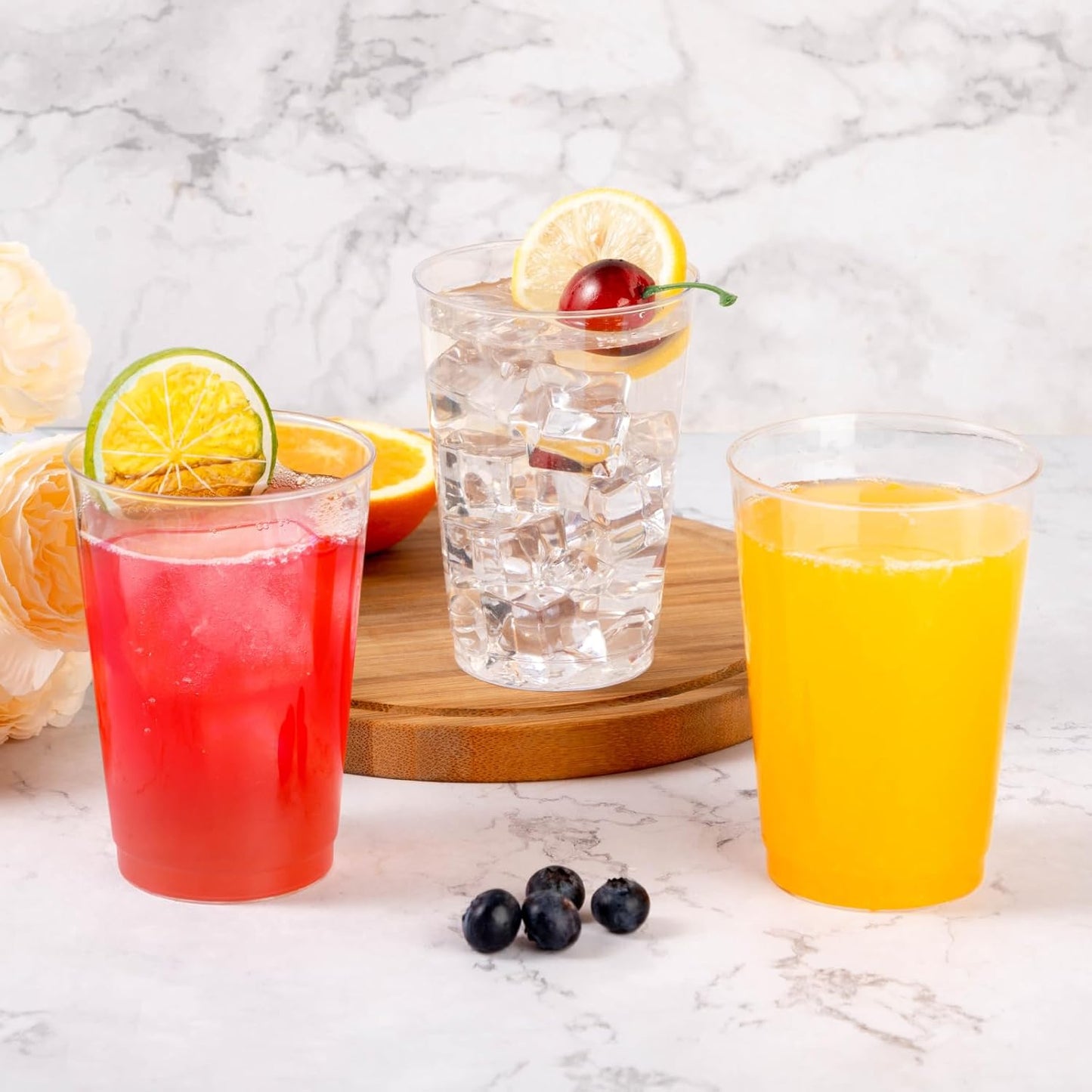 Goodluck 200PCS 12oz Clear Plastic Cups for Party, Disposable Clear Plastic Cups, Cocktail Glasses for Wedding Thanksgiving, Christmas, and Parties