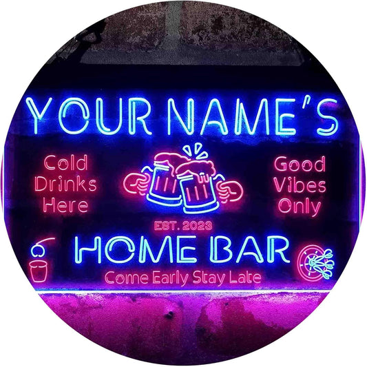 ADVPRO Personalized Your Name Custom Home Bar Beer Established Year Dual Color LED Neon Sign Red & Blue 12 x 8.5 Inches st6s32-p1-tm-rb