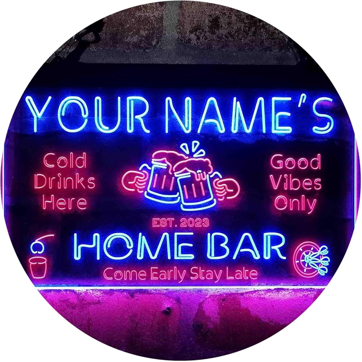 ADVPRO Personalized Your Name Custom Home Bar Beer Established Year Dual Color LED Neon Sign Red & Blue 24 x 16 Inches st6s64-p1-tm-rb