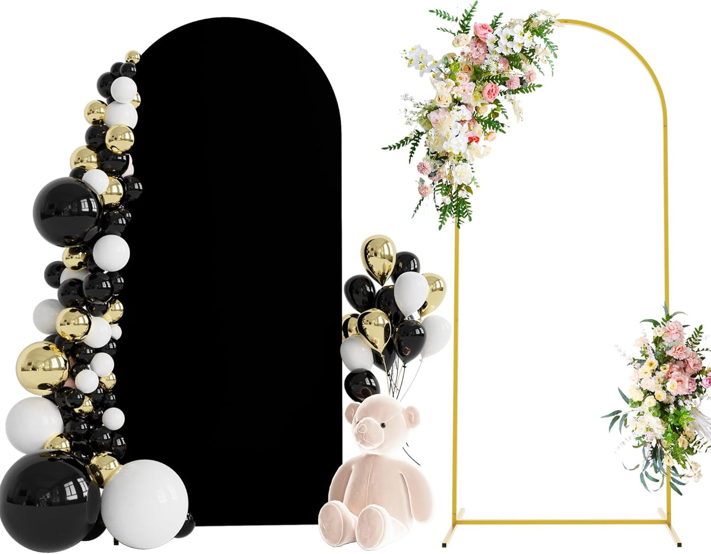 Wokceer 6 FT Wedding Arch Backdrop Stand and Arch Cover Metal Arch Stand with Arch Stand Cover for Birthday Party Wedding Ceremony Bridal Baby Shower Event Decor