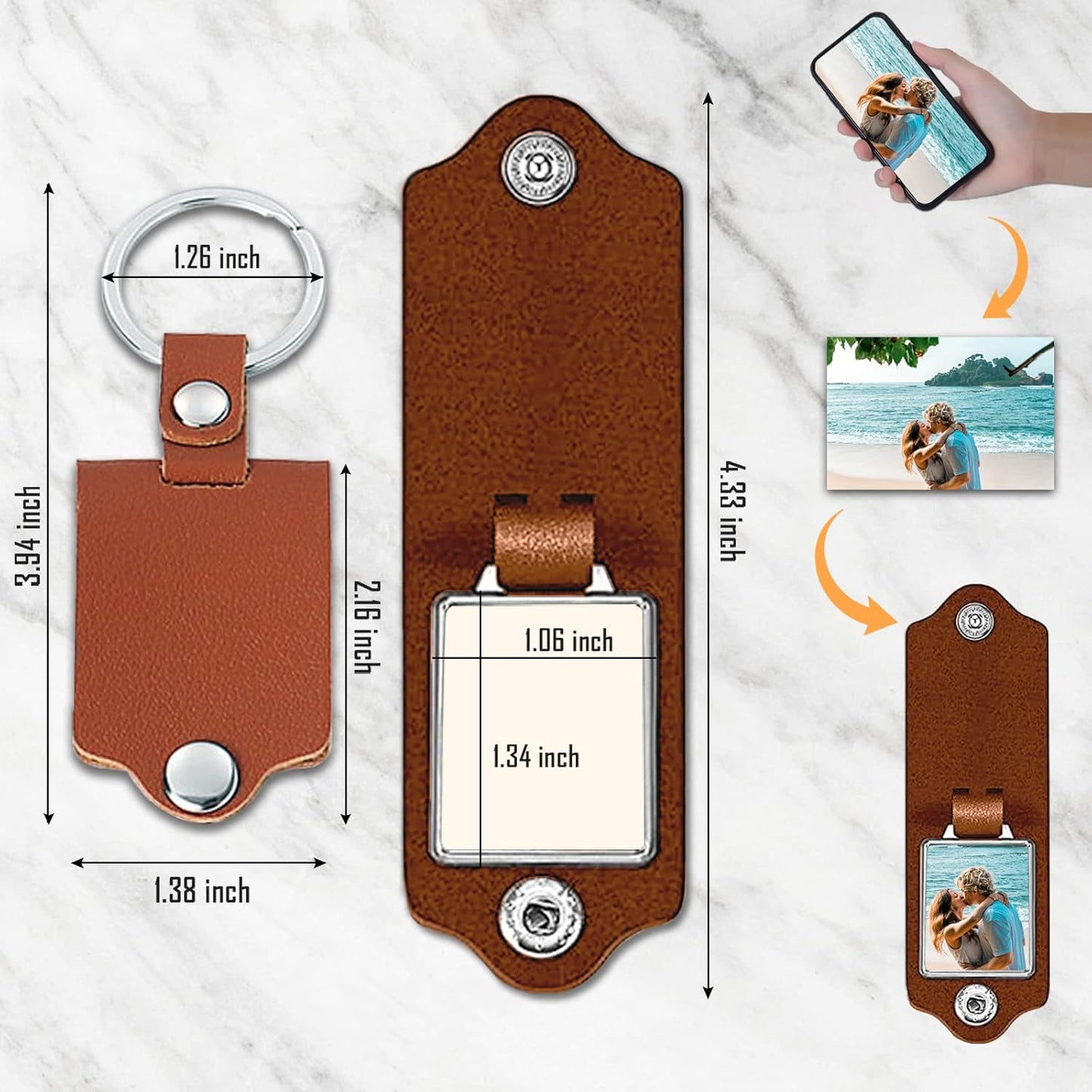 Personalized Custom Keychain with Picture - Turnable Double Sided Colorful Photo Key chains Memorial Gifts for Family Lover