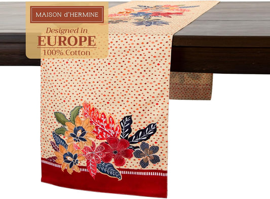Maison d' Hermine Table Runner 100% Cotton Double Layer Table Runners 72 inches Long for Thanksgiving Christmas Decorations Home Kitchen Dining Party Wedding (Kalahari, 14.5" x 72")