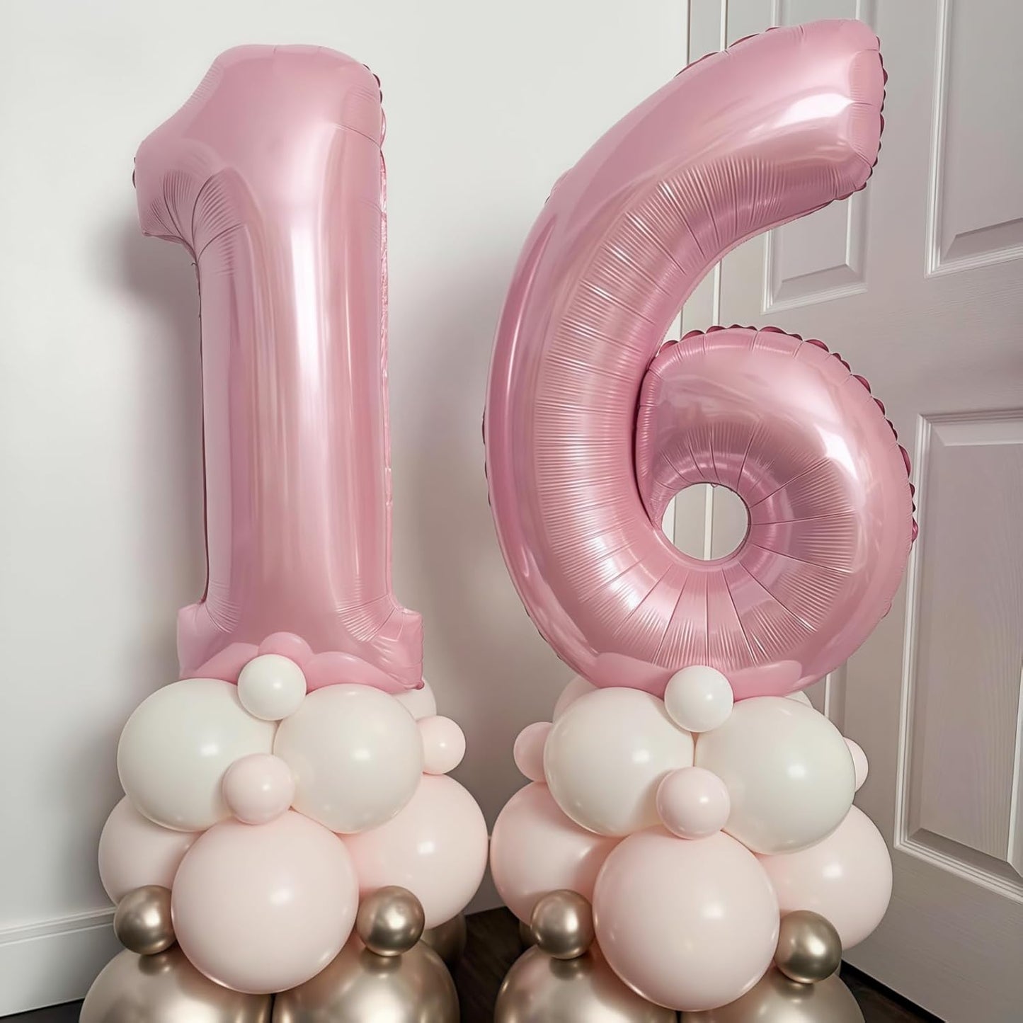 18 Foil Balloon Pastel Pink, 40 Inch Helium Number 1 & 8 Balloon for 18 Year Old Birthday Decorations, Large Self Inflating Mylar 18 Balloon for Girls 18th Birthday Party Anniversary Decor Supplies