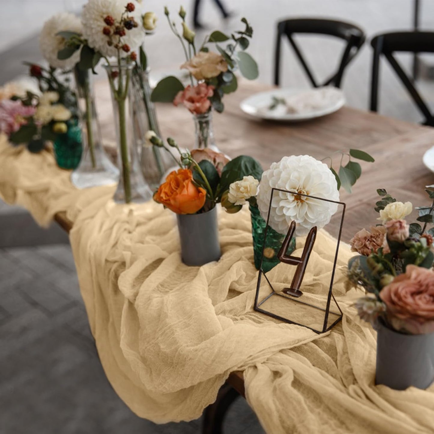 6 Pack Cheesecloth Table Runner 10Ft Christmas Gauze Boho Table Runners for Wedding Decor Bridal Shower Decorations(35" x 120")