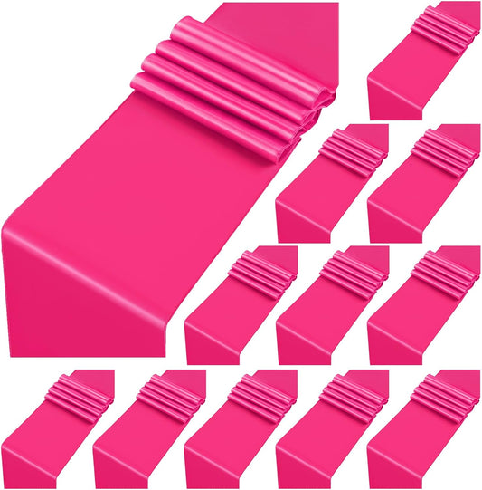 12 Pack Hot Pink Satin Table Runner 12 x 108 inch Long Premium Smooth Table Runner for Wedding, Banquets, Birthday, Party, Graduation, Engagements,Table Runners fit Rectangle and Round Table