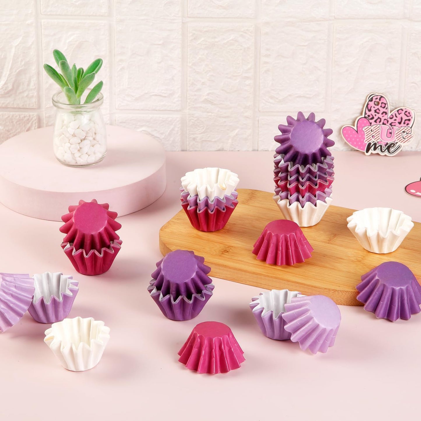 Quera 200Pcs Purple Grease-Resistant Mini Cupcake Liners Wedding Muffin Baking Cups Baby Shower Cupcake Wrappers for Wedding Birthday Holiday Party or Baby Shower(1.18 x 1.18 in)