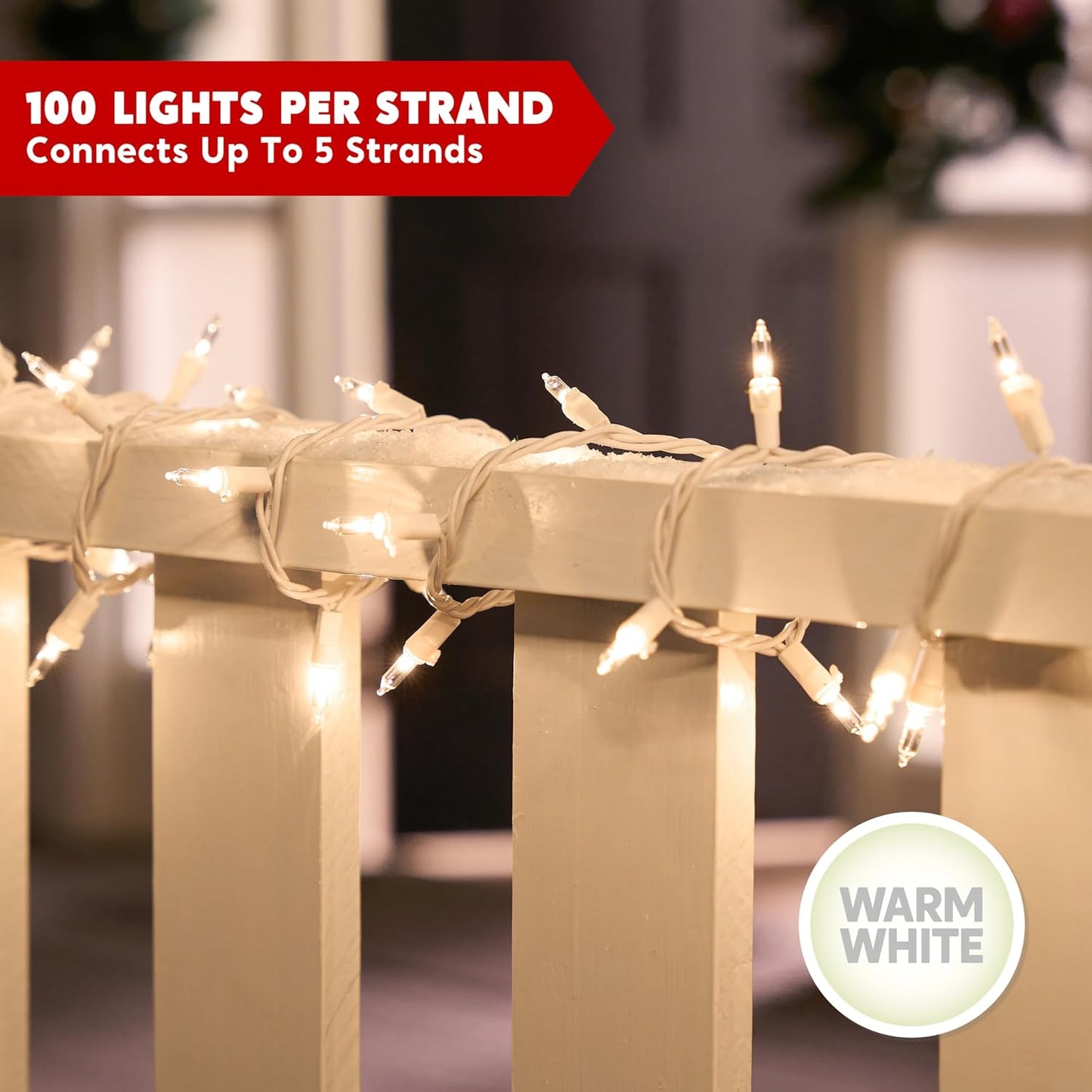 Joiedomi Christmas String Lights Indoor,200(2x100) Mini Warm Fairy Light,43FT Lighting Decor for Patio Dorm Classroom Bedroom Holiday Wedding Party Garland Birthday Festival,White Wire