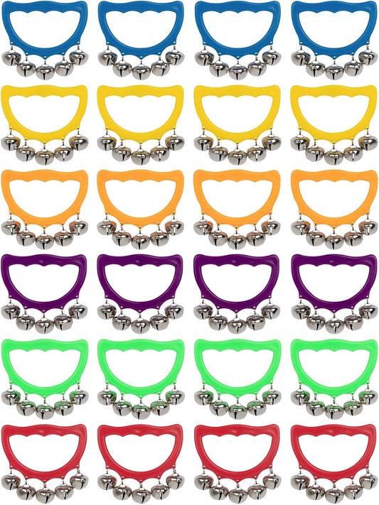 MUSCELL Jingle Bells, 24 Pcs Christmas Hand Bells Jingle Bells, Brightly Colored Musical Instruments Jingle Bells Gift for Children Party, Classroom and Show, for 3+Years Old
