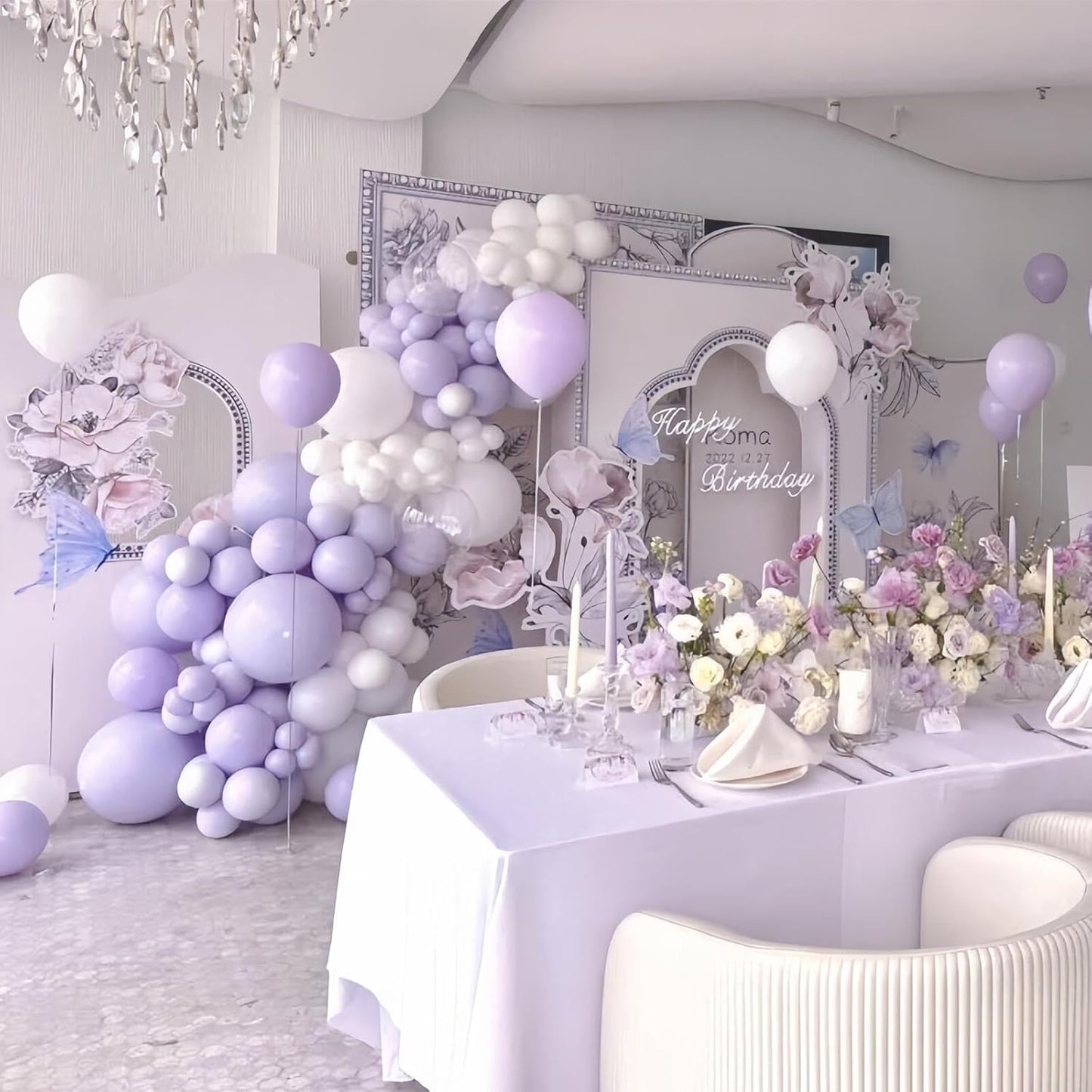 412pcs Pastel Purple Balloon Garland Arch Kit 18 12 10 5 Inch Different Sizes Light Purple Latex Balloons for Baby Shower Birthday Wedding Lavender Party Decoration
