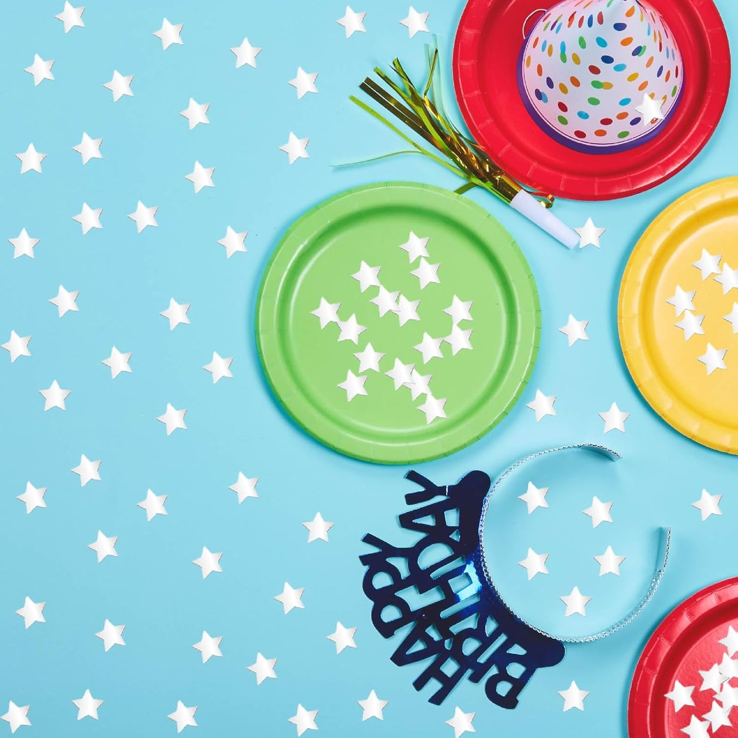 Confetti Star Metallic Foil Confetti Sprinkles for Wedding/Birthday/Festival Party Decorations 1.5OZ (Silver 10mm)