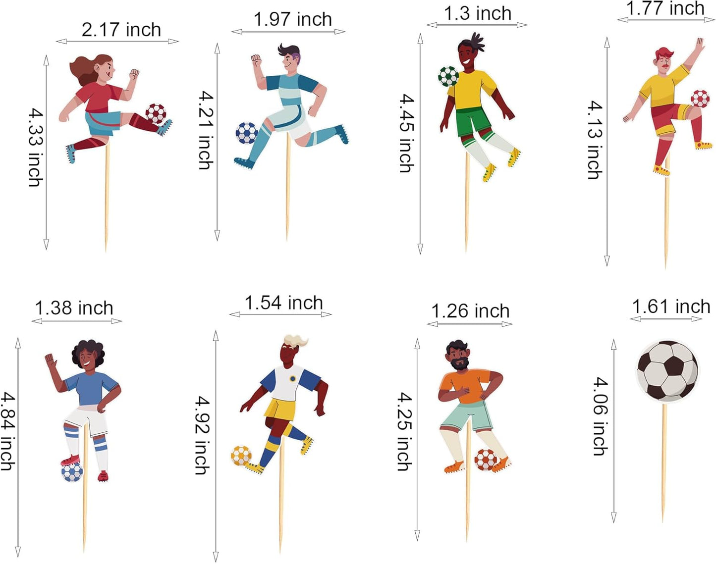 24pcs Soccer Cupcake Toppers Soccer Ball Cupcake Picks Sport Cake Decorations Football Theme Birthday Party Baby Shower Kids Boys Men Birthday Party Favors Supplies