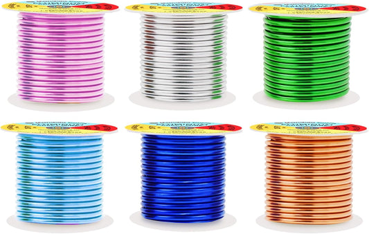 Mandala Crafts 10 Gauge Anodized Aluminum Craft Wire for Jewelry Making - 120 FT Colored Flexible Silver Copper True Blue Pink Ice Blue Green Wire - Bendable for Bonsai Armature Crafting Sculpting