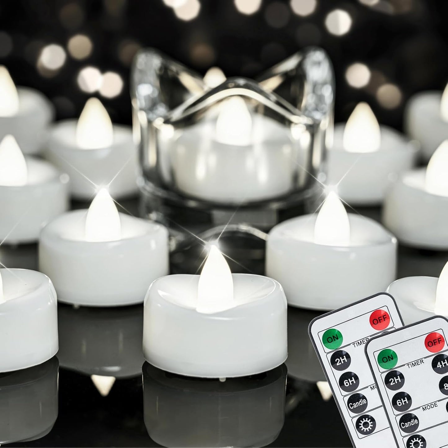 Remote Candles, 24PCS Flameless Tea Lights Candle Battery Operated with Timer, 400+Hours Remote Control LED Tea Lights Votive Candle - 1.5'' D X 1.25'' H- Pure White Light