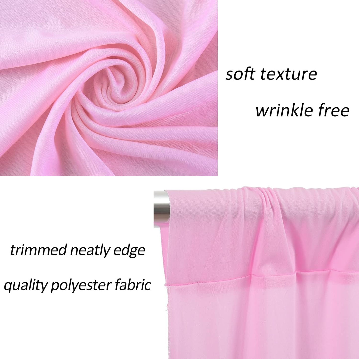 AK TRADING CO. 10 feet Wide x 12 feet Long IFR Polyester Backdrop Drapes Curtains Panels with Rod Pockets - Wedding Ceremony Party Home Window Decorations - (Pink)