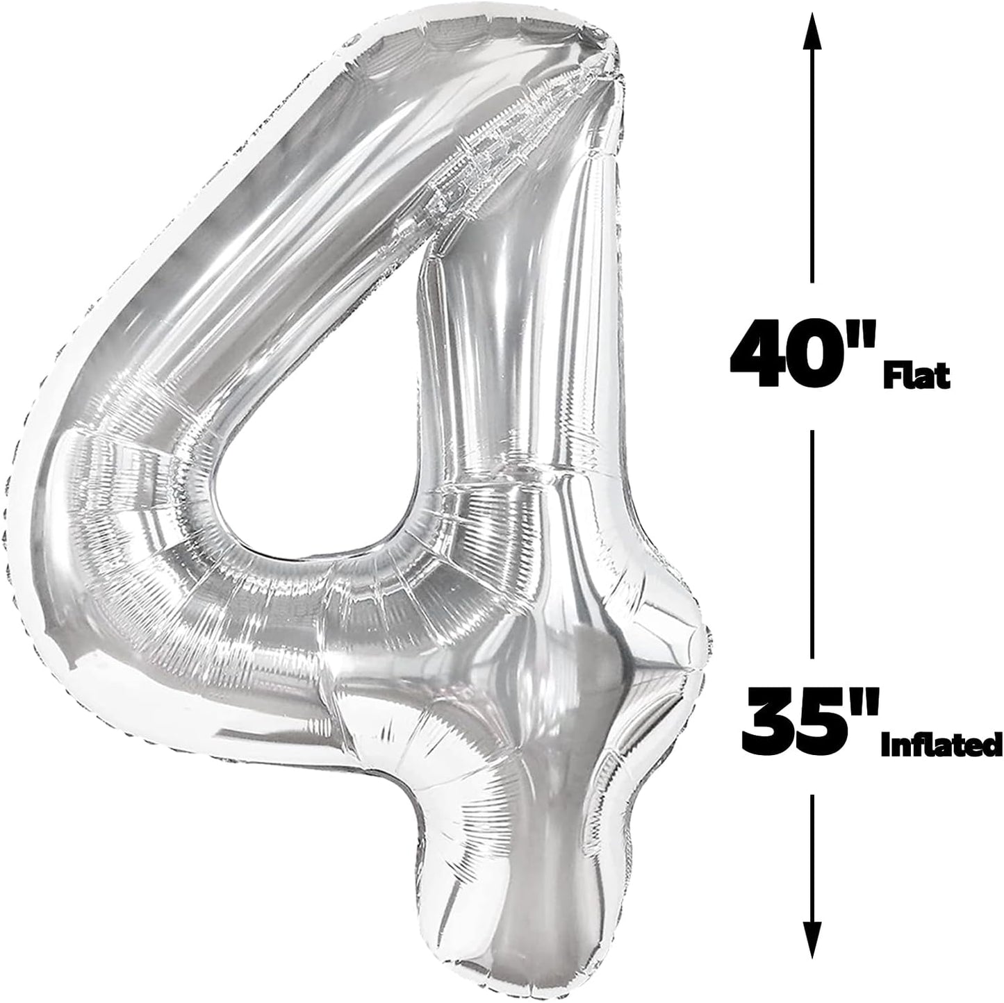 40 Inch Silver Large Number 24 Birthday Balloon, Giant Number 24 Balloons, Foil Mylar Big Balloons for Anniversary Graduation Supplies Decorations