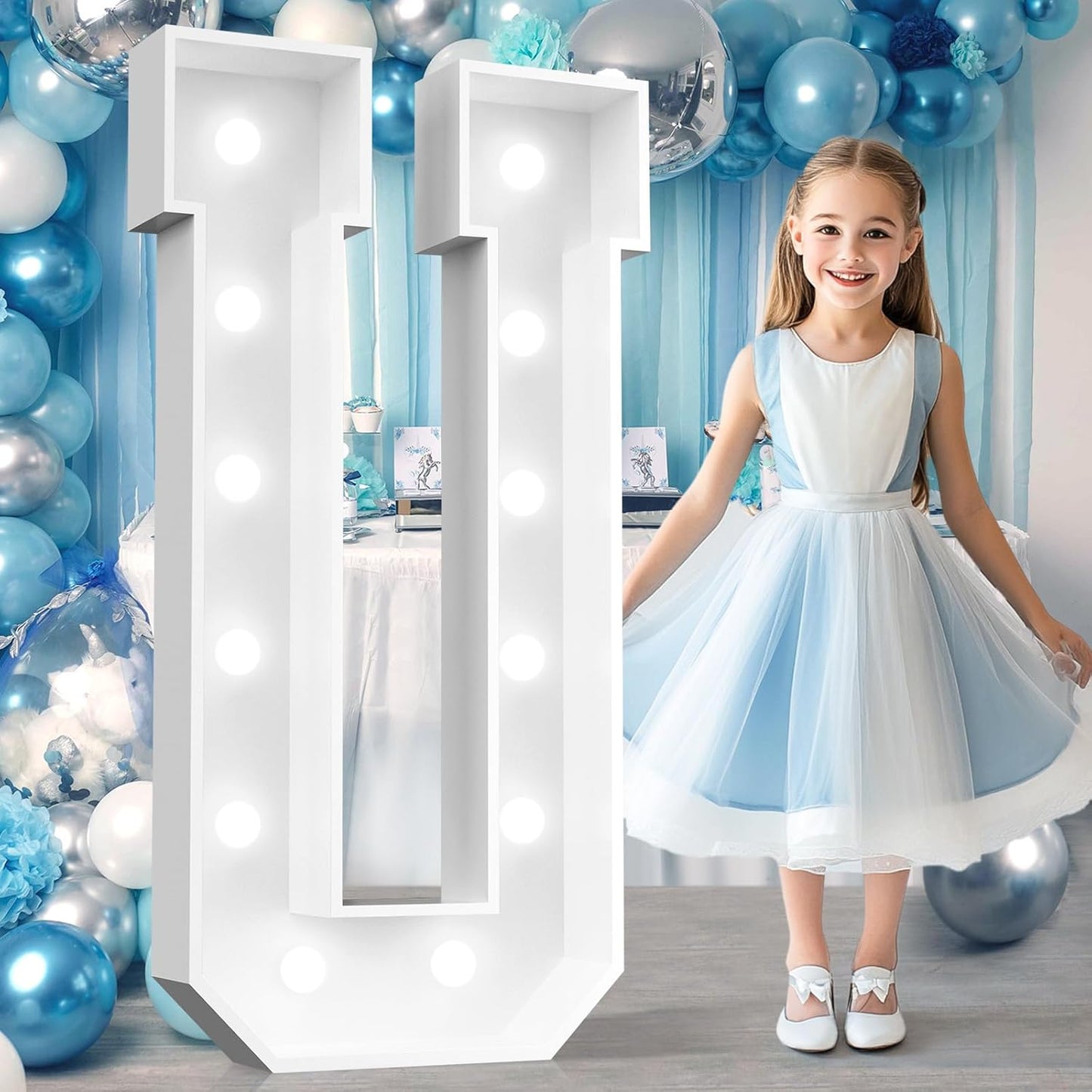 Ledido 4FT Marquee Light Up Letters, Cool White Light Up Letters Large Marquee Letter for Party Decorations, Mosaic Letter U for Balloons, Wedding Birthday Graduation Decor