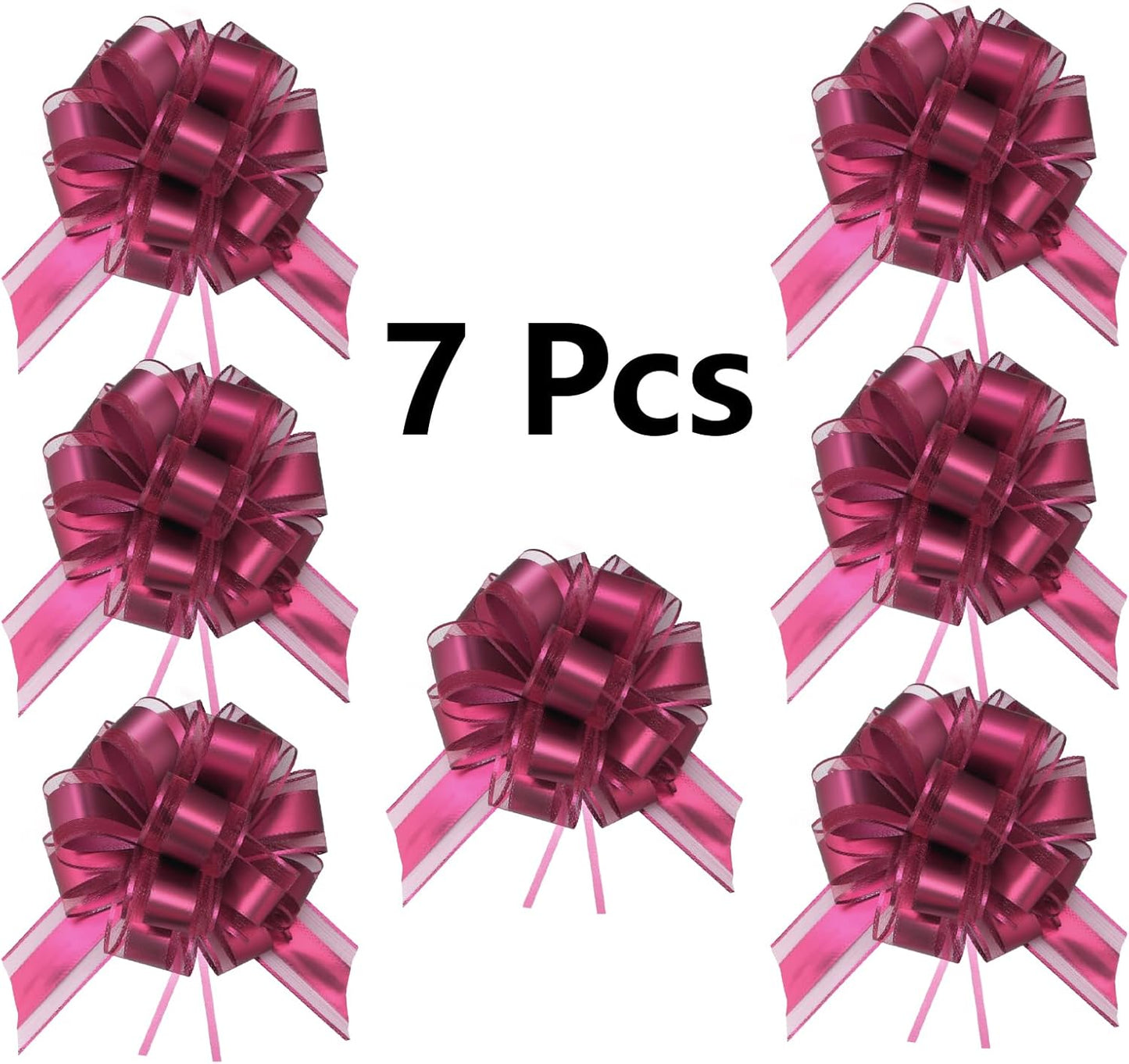 7 Pieces Large Pull Bows, 6 inche, Big Bow for Gift Wrapping, Christmas Party Birthday Gift, Wedding Baskets,Valentine's Day Gift Decorations, Flower Decoration (Wine red)