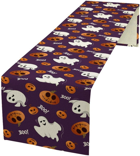 Halloween Table Runner,Ghost Pumpkin Halloween Table Runner for Kitchen Dining Table Decoration Home Party Decor 13x120 Inch