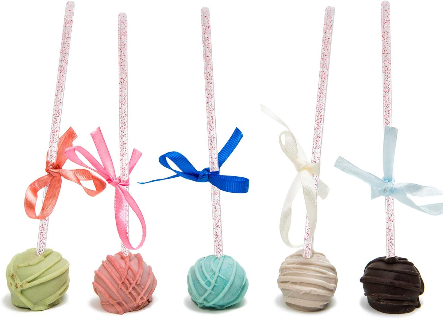 100 Pieces Disposible Plastic Round Top Crystal Swizzle Sticks (Red)