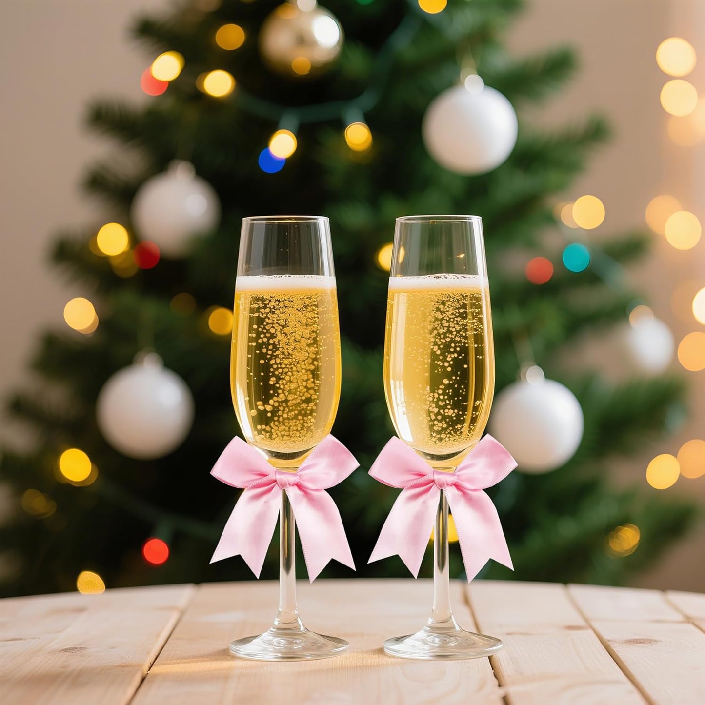 50 PCS Twist Tie Bows Satin Ribbon Bows 3.3 Inch Gift Wrap Bows Craft Bows for Gift Wrapping, Party Decorations Gifts Bag DIY Treat Bags Wedding Decor Baby Shower Christmas (Light Pink)