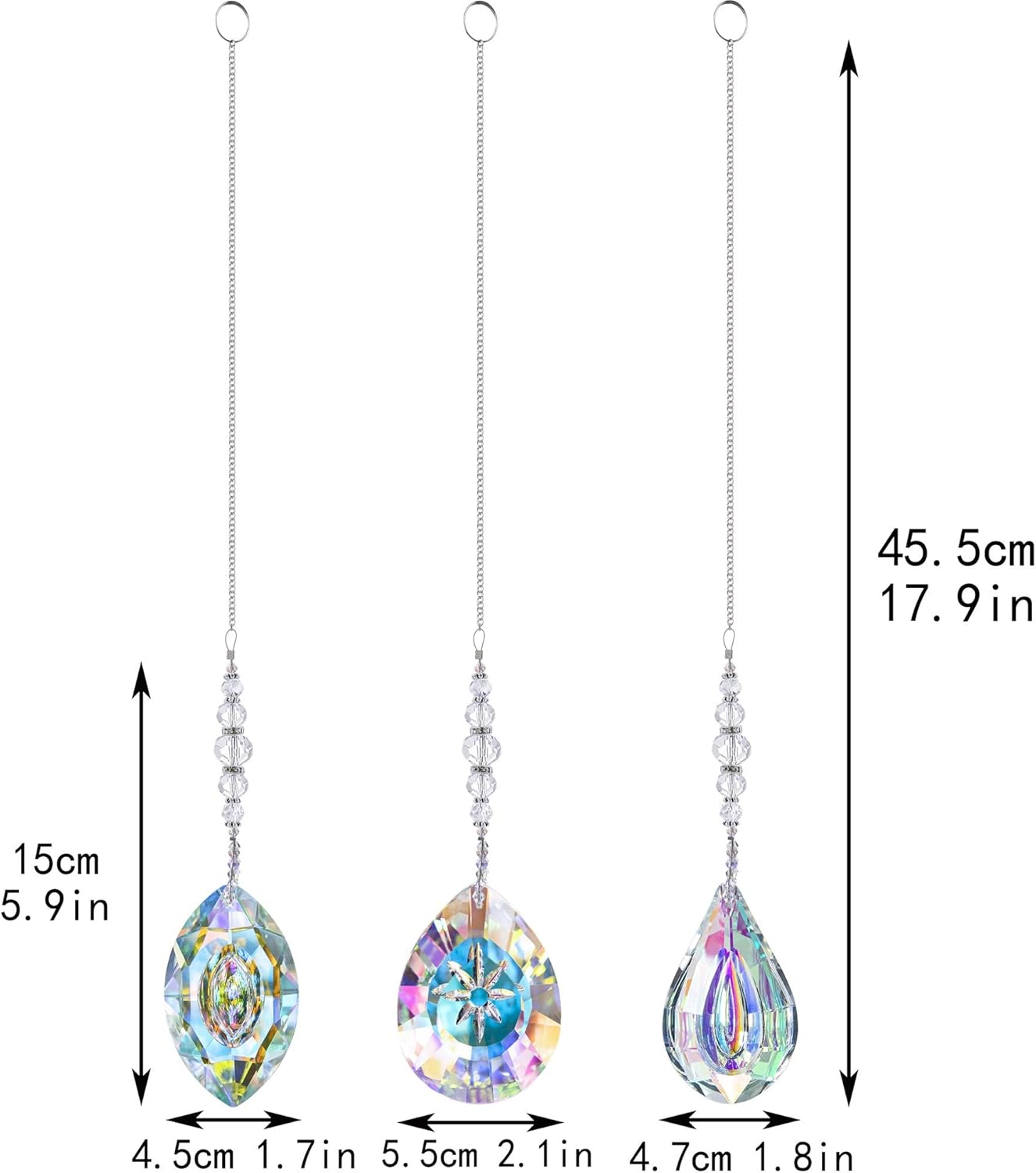 YU FENG 3PCS Crystal Suncatcher Pendant for Decor Hanging Glass Prism Rainbow Maker Light Catchers