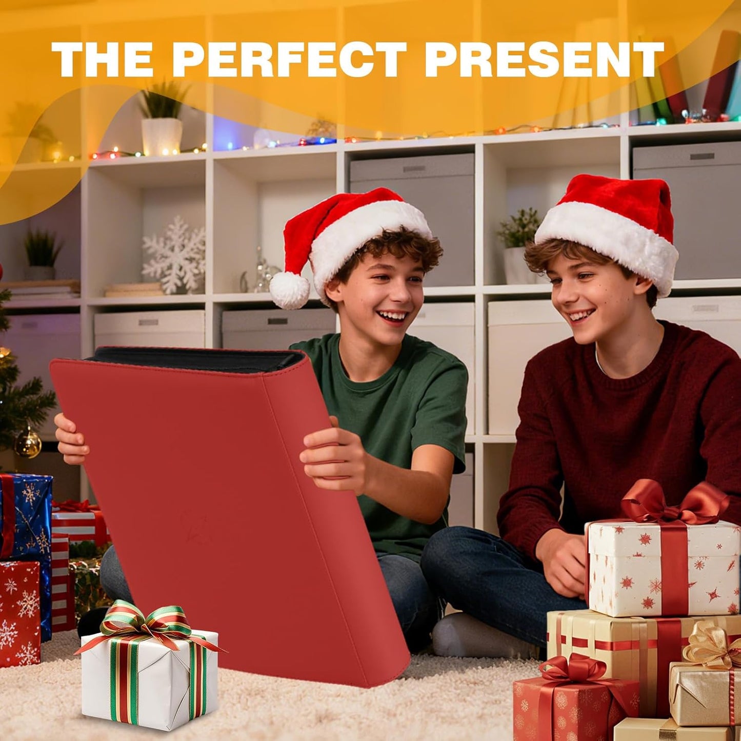 20-Pocket Card Binder, Trading Card Binder Holds 2000 Cards, Premium Zippered Trading Card Album Compatible with TCG, Game & Sports Cards (Red)