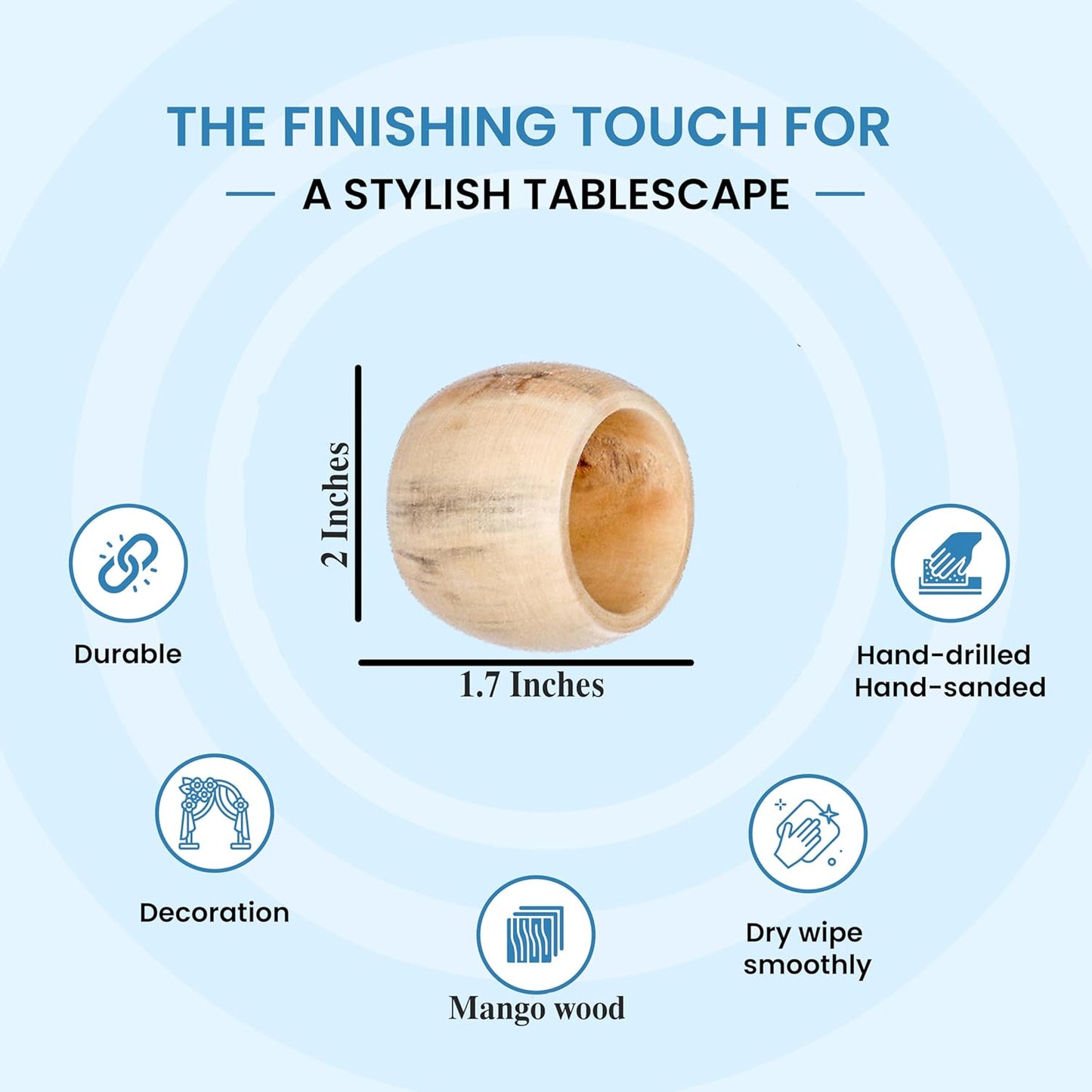 Wooden Napkin Rings Set of 12 - Handcrafted Napkin Holder for Dinner Table Decoration, Weddings, Home, Kitchen, Decor, Dinner, Parties, Every Day Use - Durable, Versatile (Cream)- CLEENTABLE