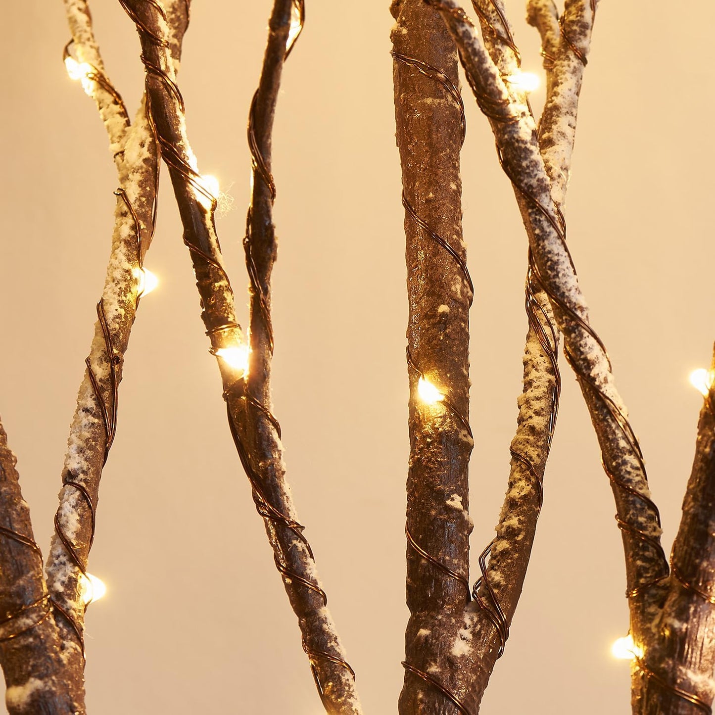 Fudios Lighted Branches Snow Dusted with Timer 100 LED 32IN, Artificial Tree Branch with Lights for Home Bedroom Fireplace Mantle Christmas Holiday Decoration