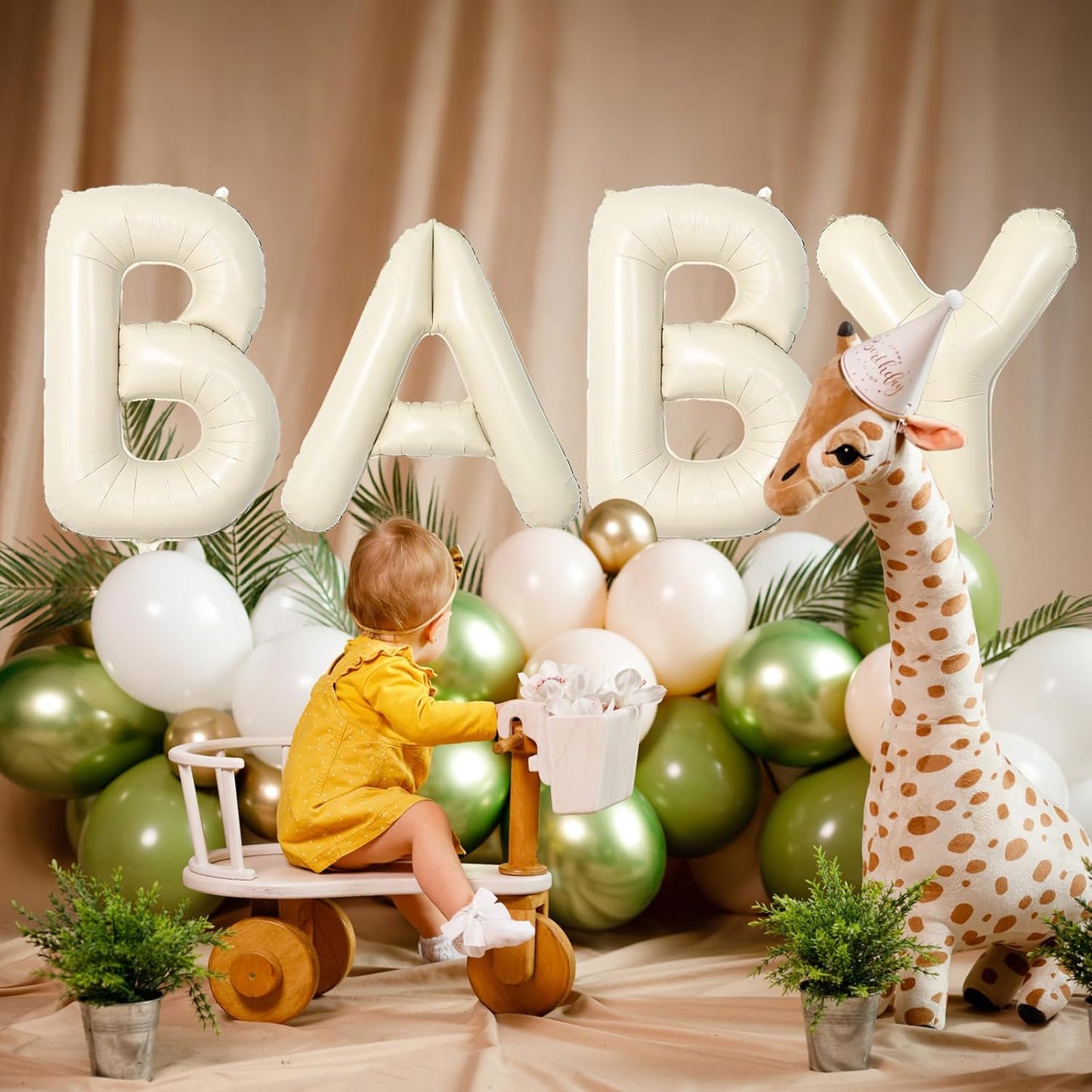 40 Inch Letter Balloons P, Big Custom A-Z Alphabet Foil Name Balloon Cream White, Self Inflating Beige Customize Helium Balloon Letters P for Women Girls Birthday Bride Baby Shower Party Decorations