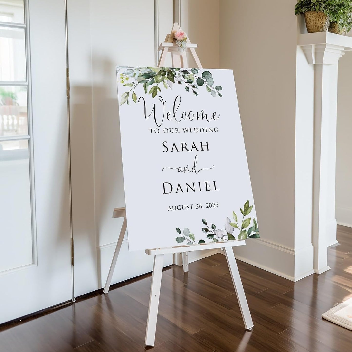 Welcome Wedding Sign Personalized, Personalized Wedding Welcome Sign Greenery Eucalyptus Botanical