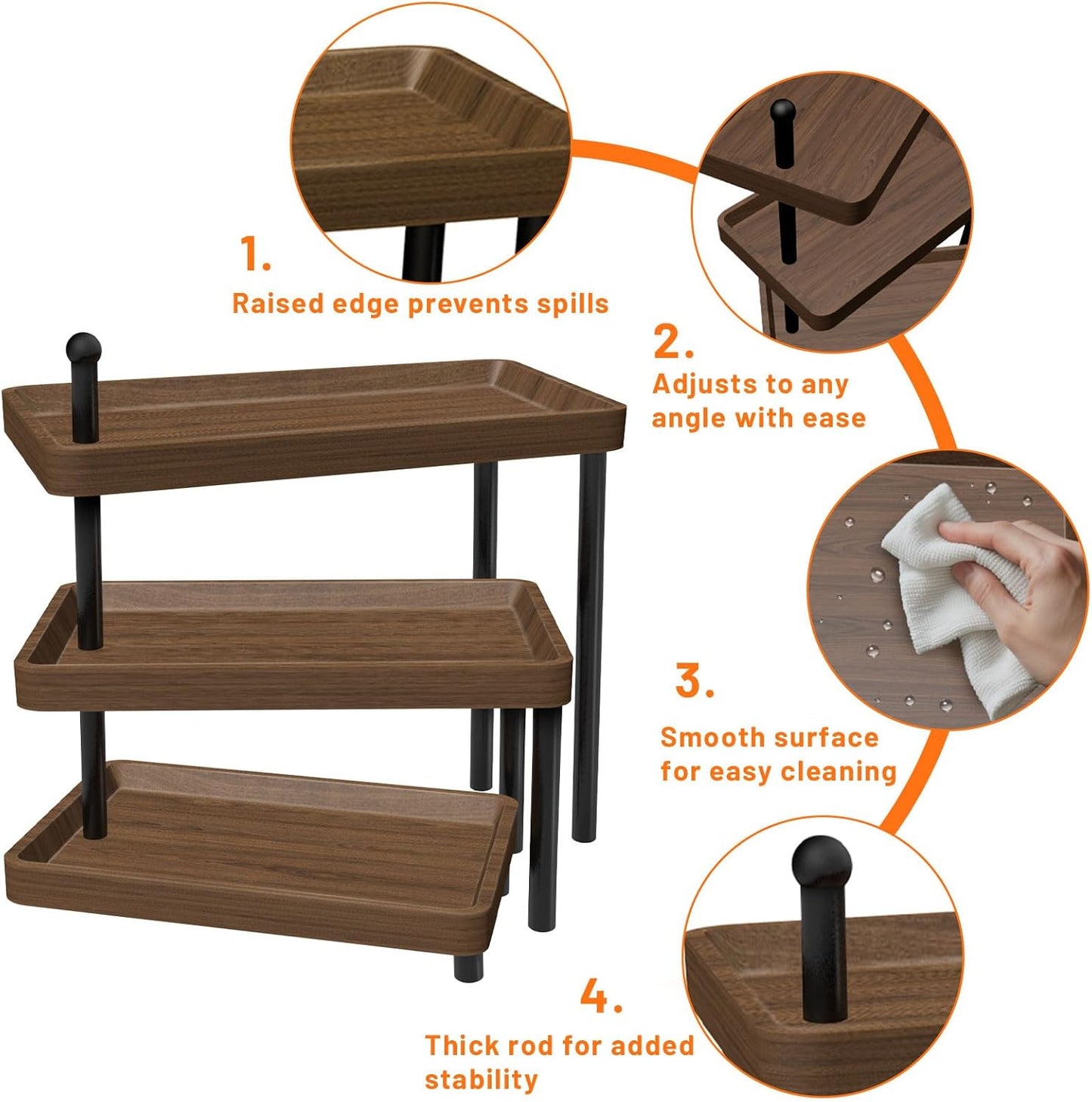 Serving Tray for Party, Wooden Cupcake Stand 3 Tiered Tray Stand Rotating Tiered Serving Tray Dessert Table Display Set Reusable Tiered Serving Platters for Cupcake, Veggie Fruit, Cookies, Dessert