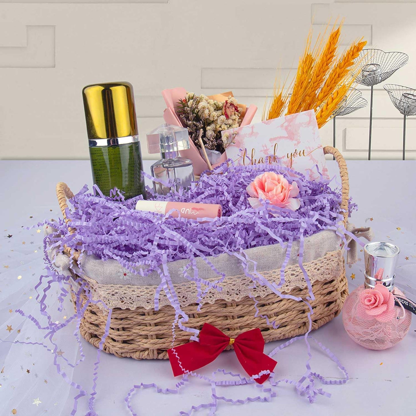 Caleihd Crinkle Cut Paper Grass Cushion Paper Streamer for Christmas Wedding Birthday Bridesmaid Engagement Craft Gift Boxes Bags Filler Decoration 4.5oz Purple