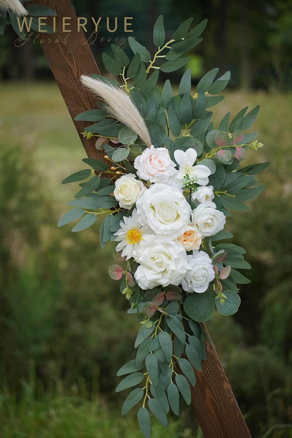 Artificial Wedding Arch Flowers Kit(Pack of 2) for Wedding Arch, Bridal Shower, Ceremony and Reception Backdrop Decoration (Cream & Champagne)