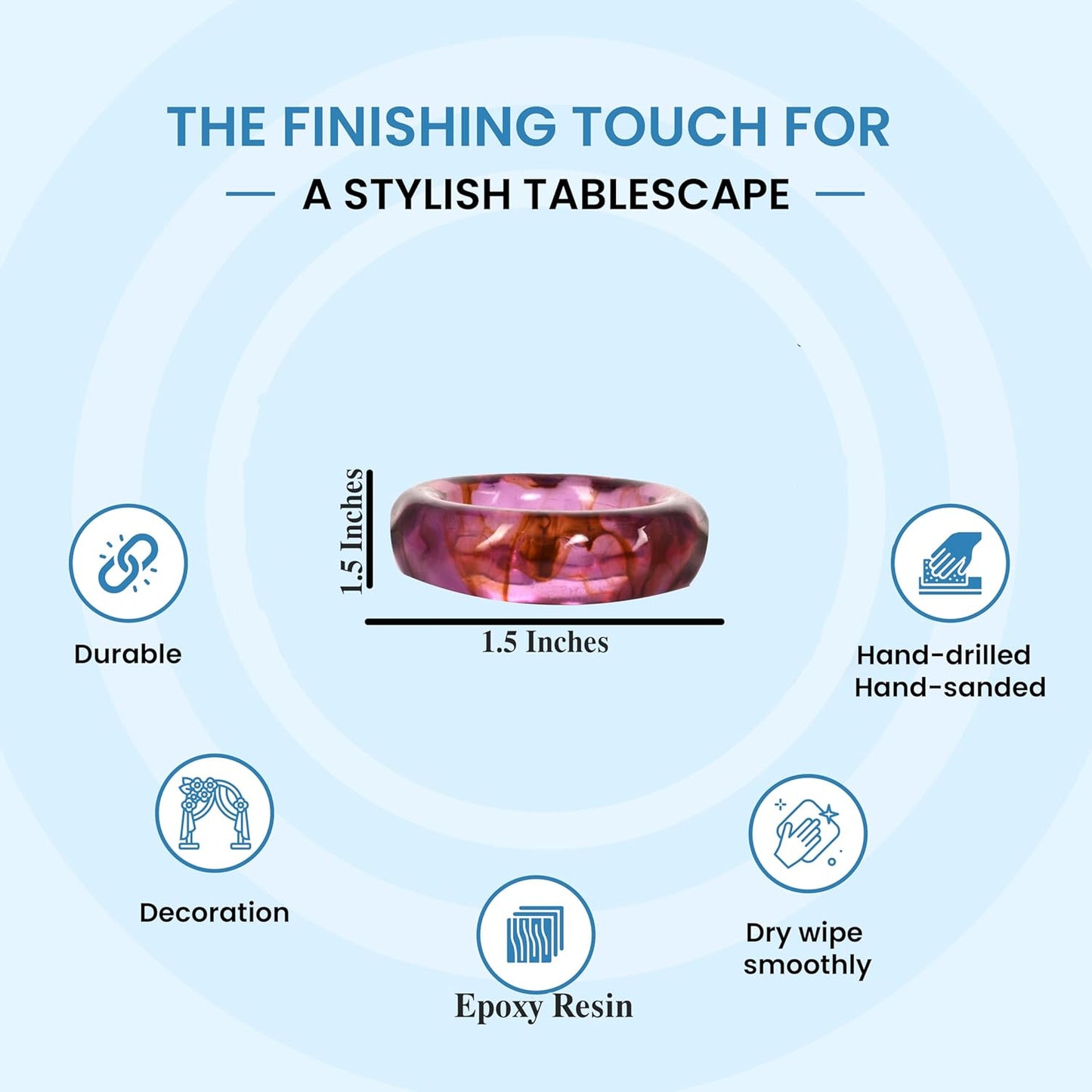 Spring Pastel Epoxy Napkin Rings - Set of 12 Multi-Color Epoxy Resin Napkin Holders for Modern Tabletop Decor, Perfect for Weddings, Parties, Special Events & Everyday Dining - ALPHA Living HOME