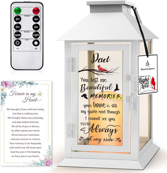 Memorial Lantern Bereavement Gifts in Memory of Loved One Memorial Gifts for Loss of Father Remembrance Sympathy Gifts for Loss of Loved One with LED Candle and Remote