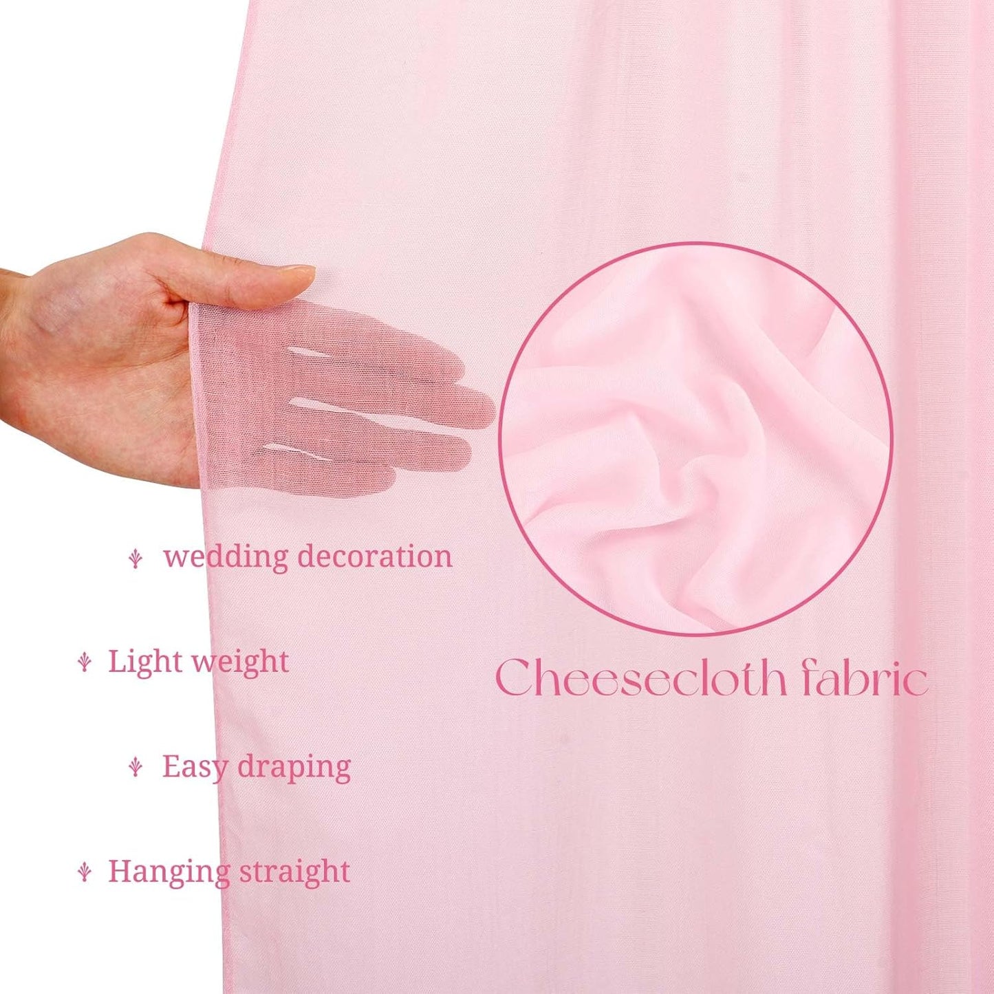 6 Panels Pink Ceiling Drapes for Wedding, 5ftx15ft Ceiling Drapes Cheesecloth Sheer Fabric Curtain Wedding Arch Draping Fabric Romantic Ceilings Decorations for Weddings Party Ceremony Stage