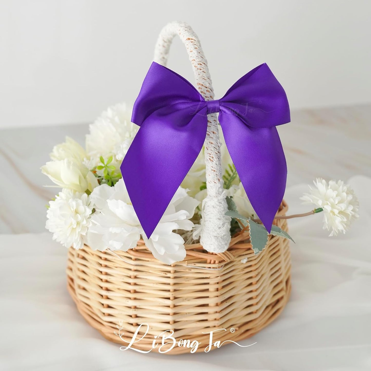 5'' Purple Bow Party Decorations Satin Bows, Twist Tie Bows for Treat Bags, Cake Pops, Pre-Tied Bow Premade Ribbon Bows for Crafts, Holiday Bows for Gift Wrapping, Wedding Decor-24 Counts