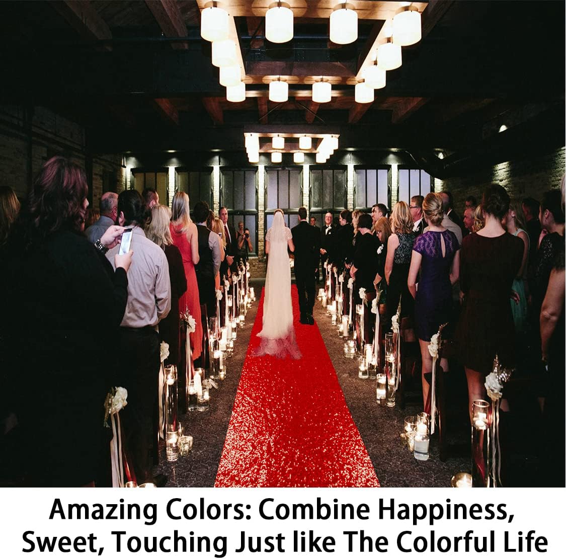 ShinyBeauty Red Sequin Aisle Runner - 2FTx15FT Glitter Carpet for Weddings, Ceremonies, and Special Events