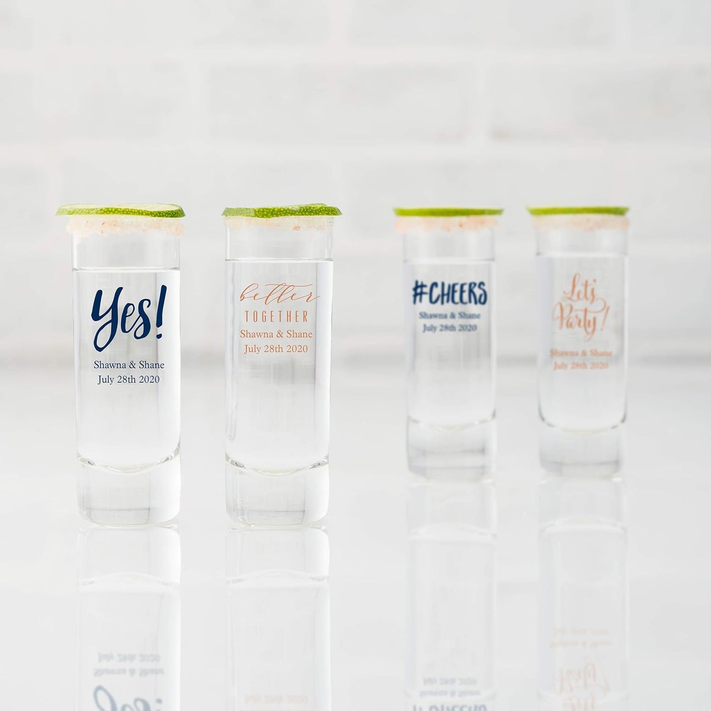 WEDDINGSTAR Personalized 2.5oz Tall Shot Glass Customizable Full Color Print - 144 pack