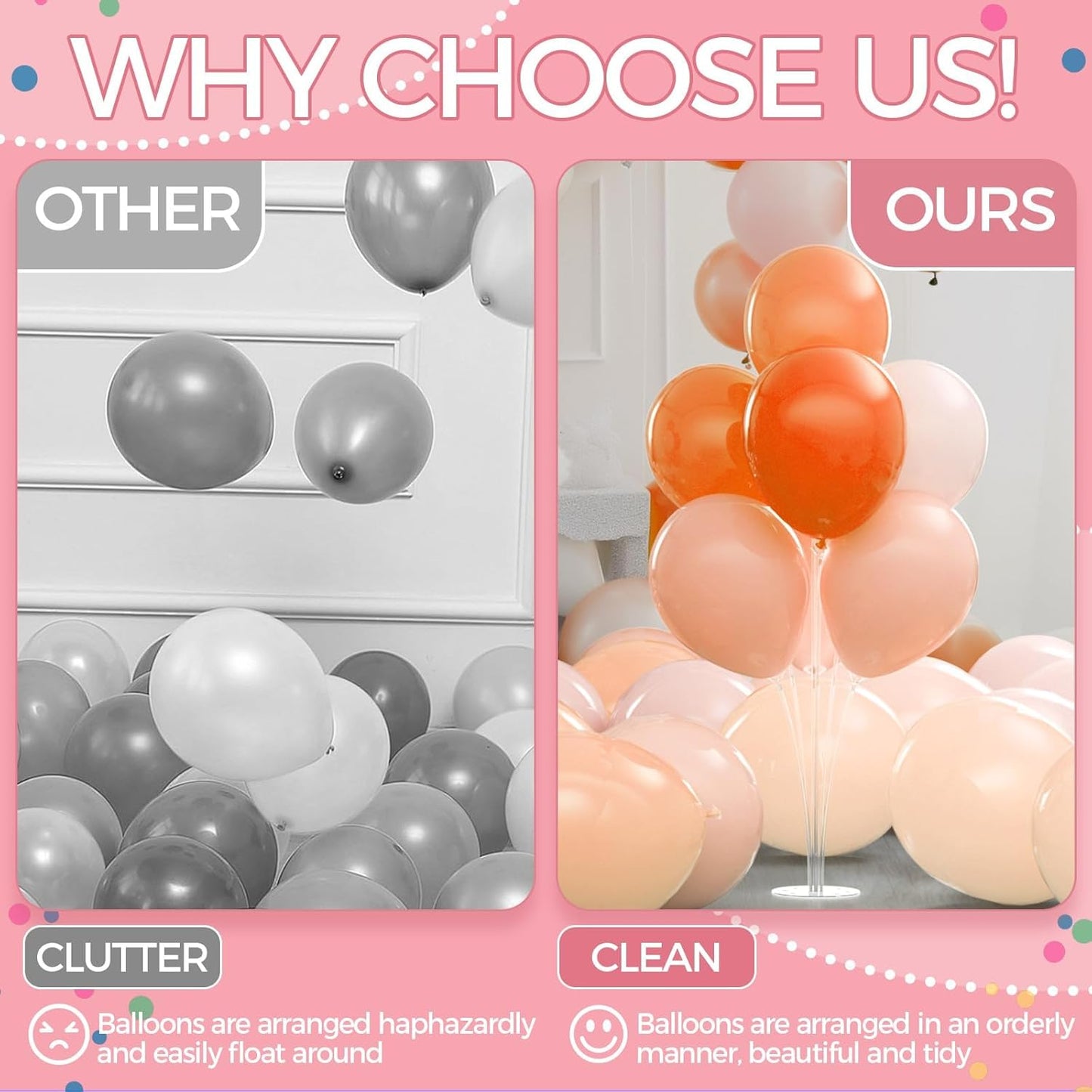 Balloon Stand Kit - 2 Set Table Stands with Base, Easy Assembly Balloon Sticks, Reusable Holders for Baby Showers, Weddings, Birthdays, Party Decorations