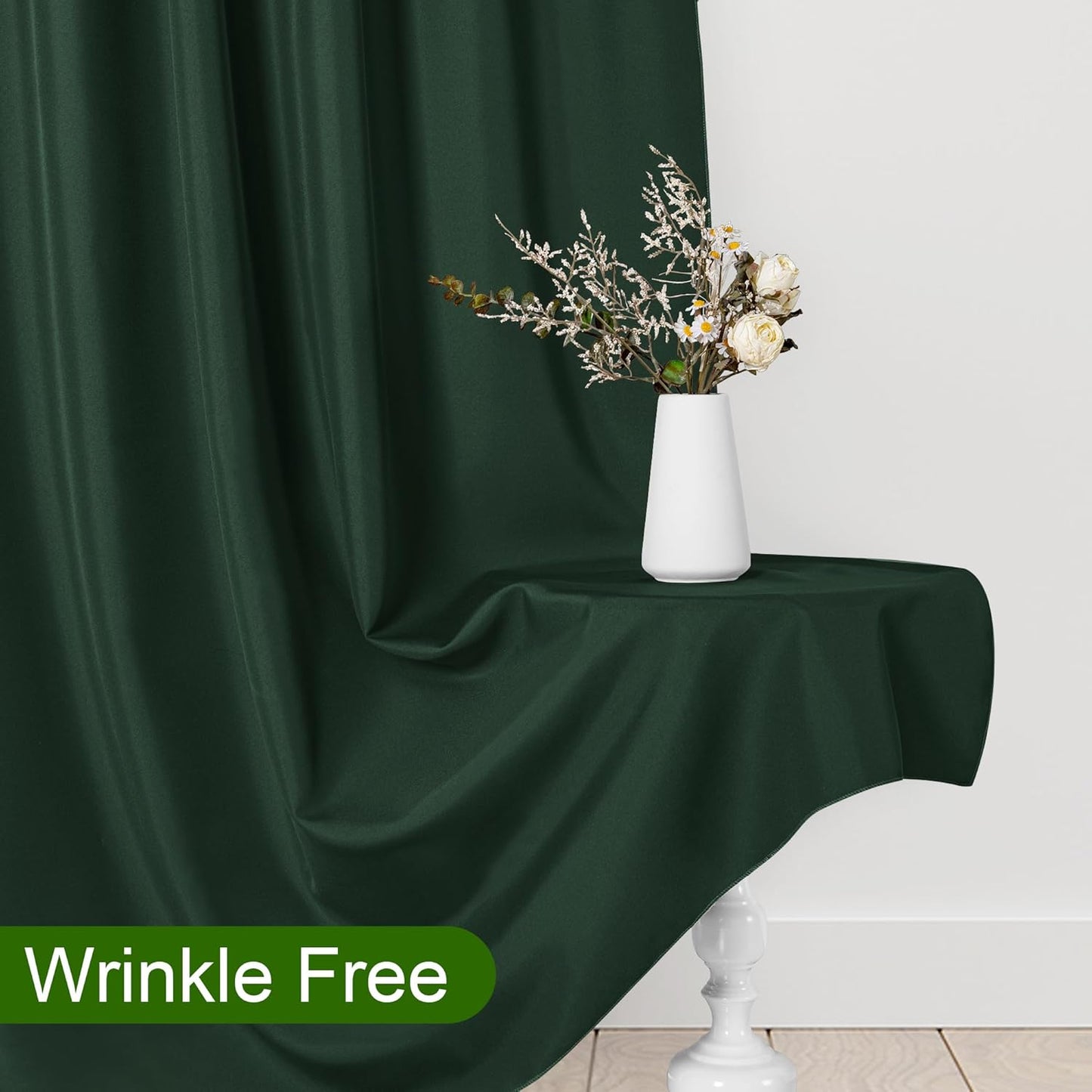 DWCN 10x7 FT Backdrop Curtains for Parties, Photography Backdrop Drapes with Rod Pockets for Wedding Decorations Stage Birthday Family Gatherings, 2 Panels 5ft x 7ft, Hunter Green